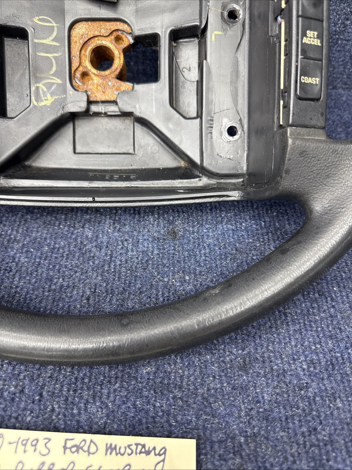 90-93 Ford Mustang Black Steering Wheel w/ Buttons Factory OEM Coupe Hatch Stock