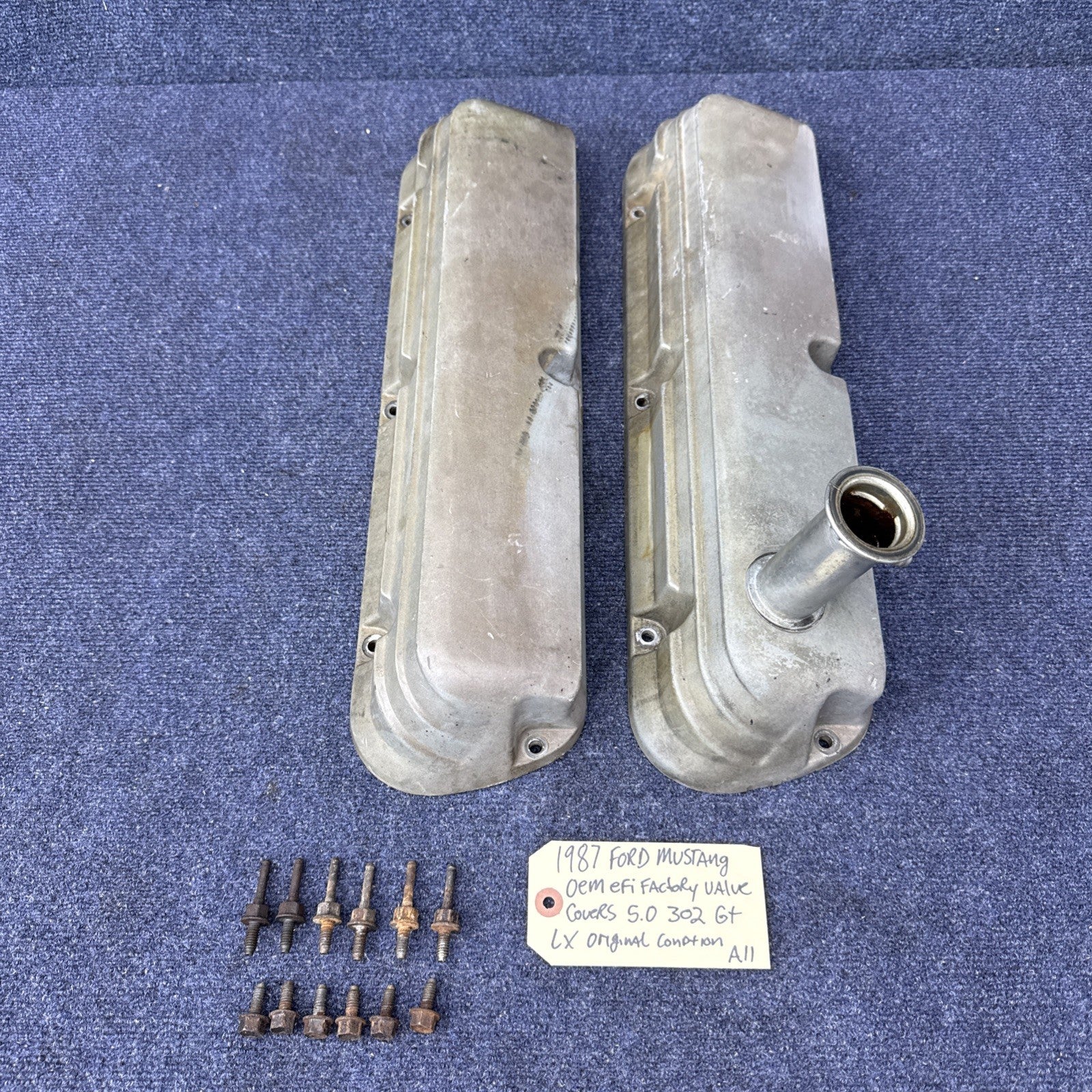 87-93 Ford Mustang Factory Aluminum Valve Covers 5.0L 5.0 302 289 E6ZE-6583-AB
