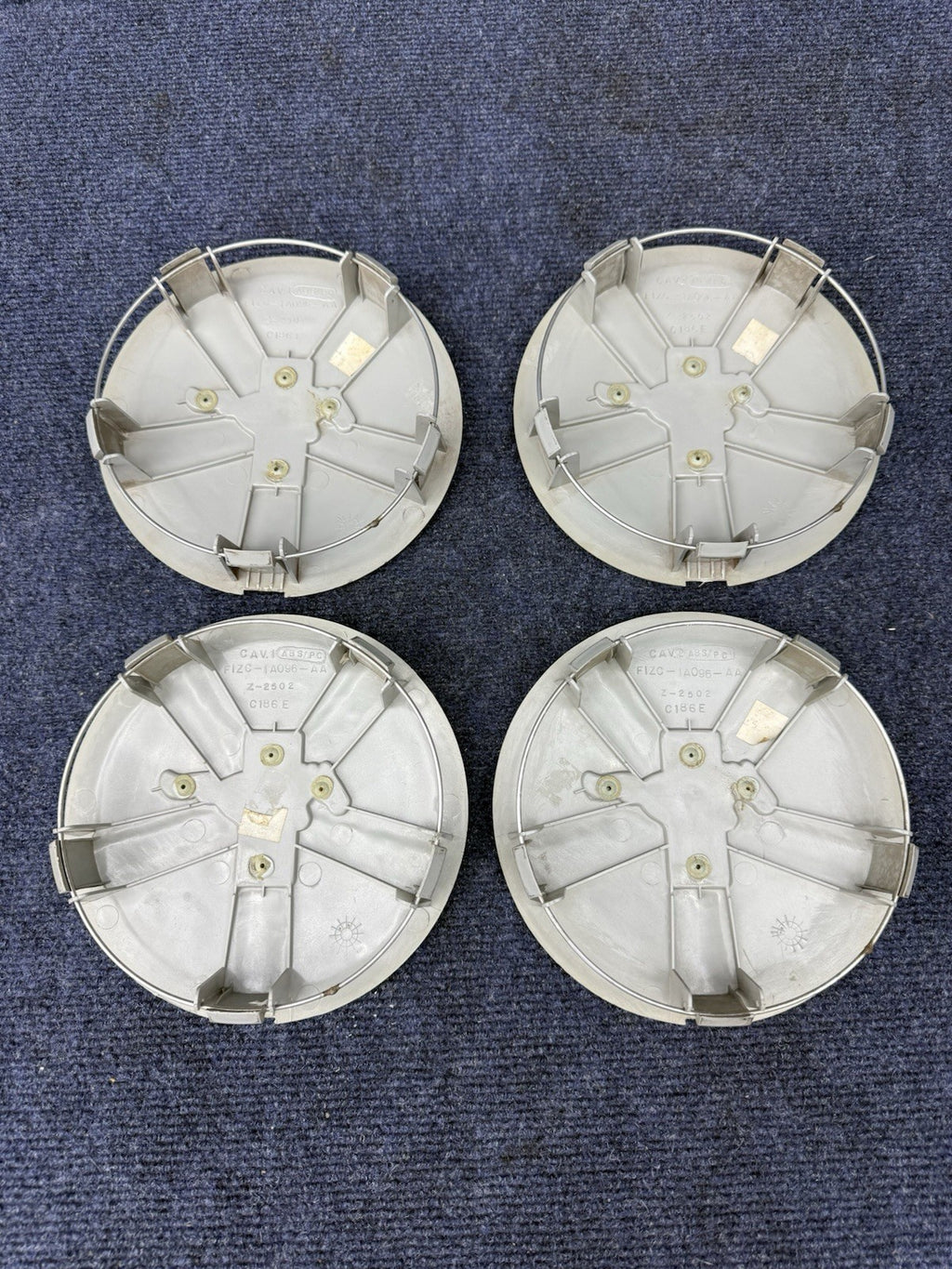 1991-93 FORD MUSTANG CENTER CAPS TRI-BAR PONY WHEELS OEM SET Gold Rare Factory