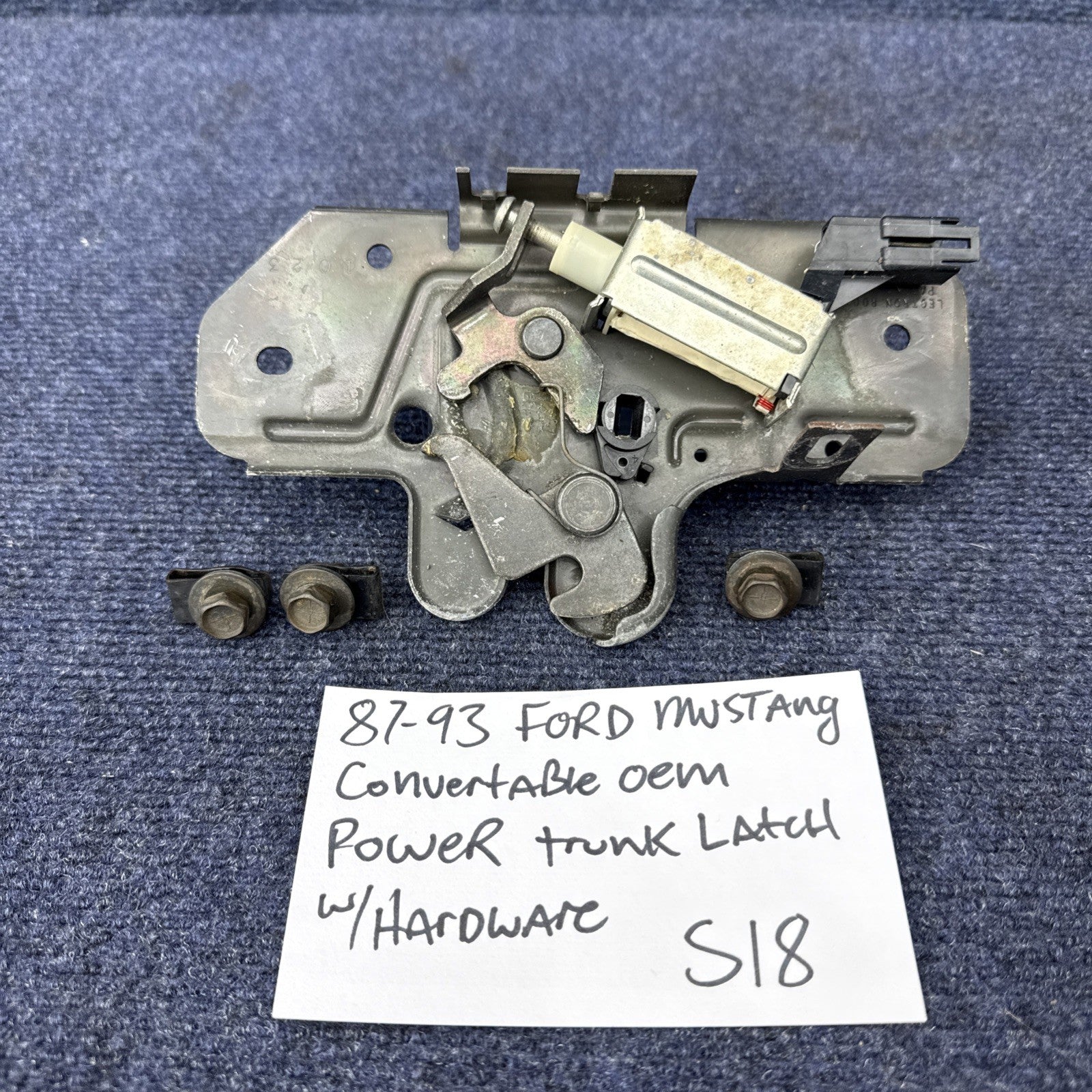 87-93 Ford Mustang Convertible Power Trunk Latch OEM 5.0 Factory Hardware Bolts