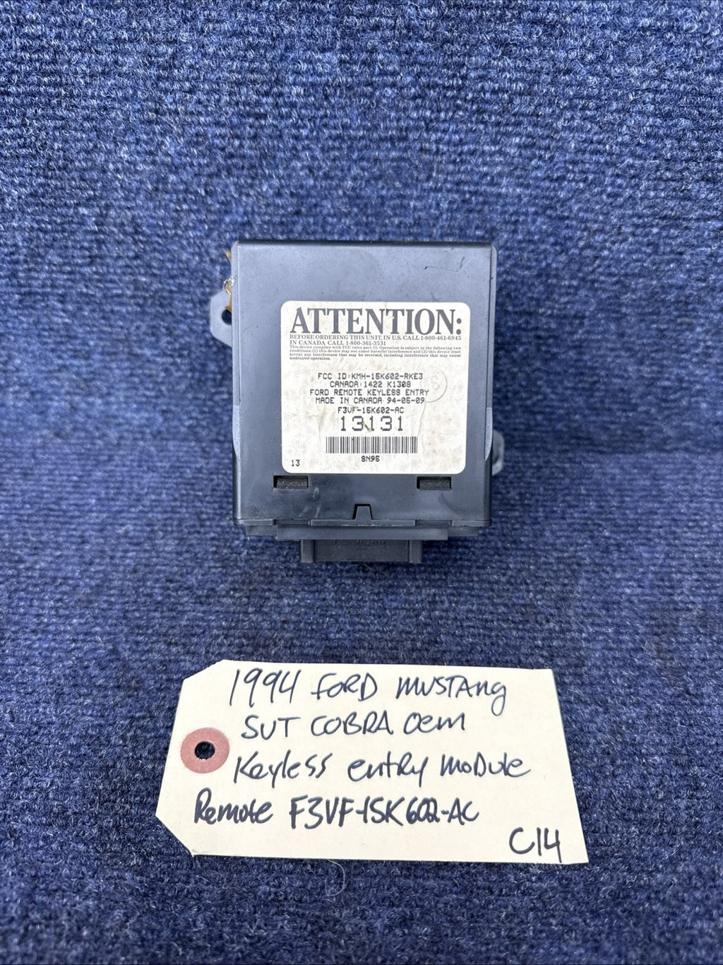 1994-1998 Ford Mustang GT Cobra OEM Remote Keyless Entry Module F3VF-15K602-AC