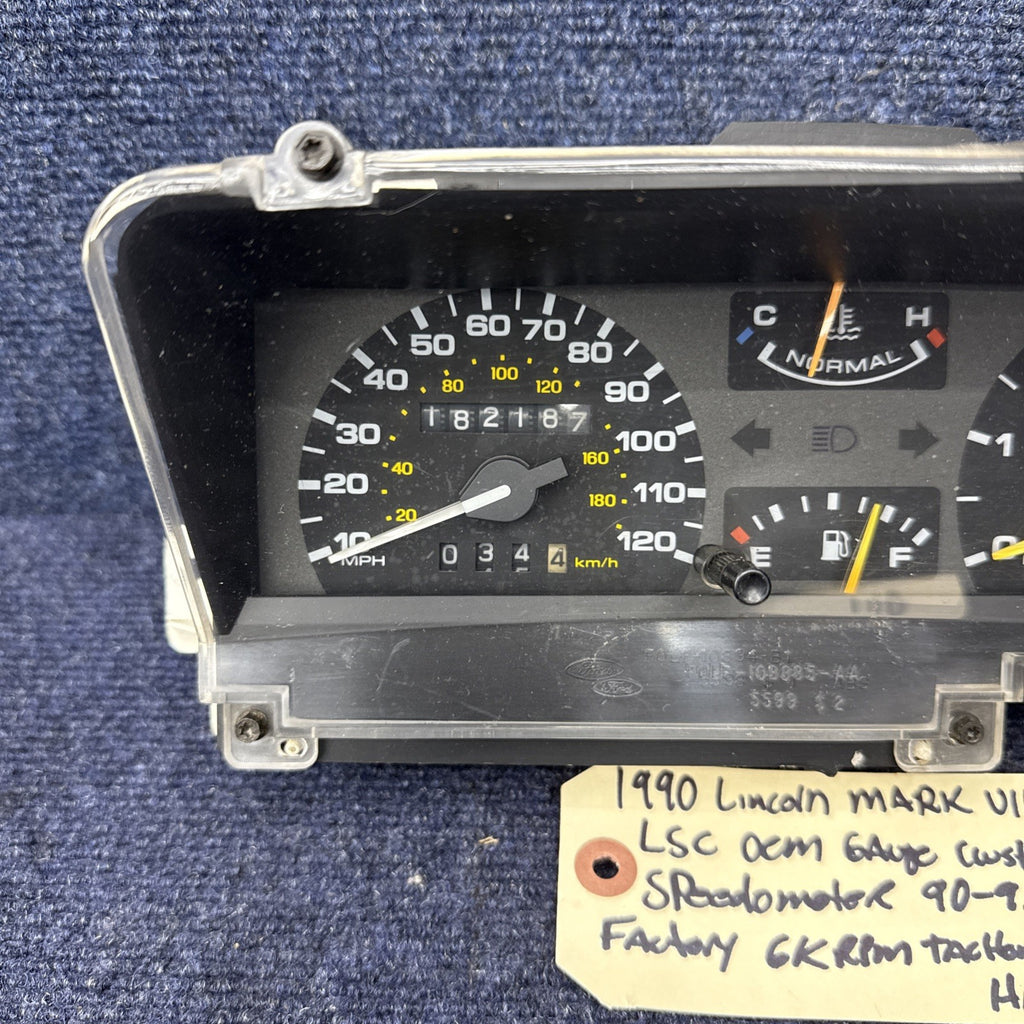 90 91 92 Lincoln Mark VII Lsc Speedometer Instrument Gauge Cluster OEM Factory