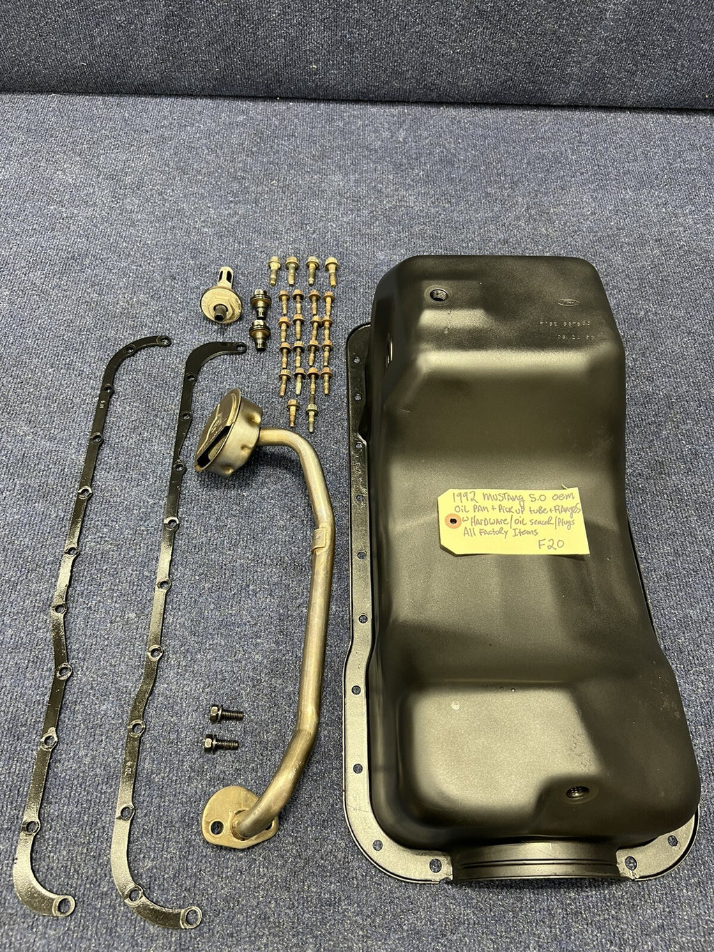 1982-1993 FORD MUSTANG 5.0L ENGINE OIL PAN/flanges/ Pick Up Tube /oil sensor Oem