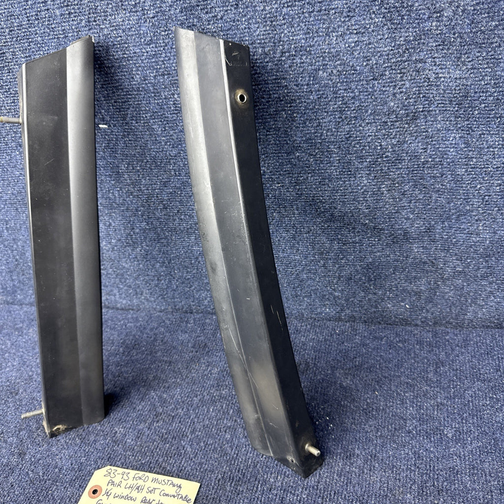 83-93 Mustang RH & LH Convertible Quarter Window Trim Guide Rear OEM 1987-1993