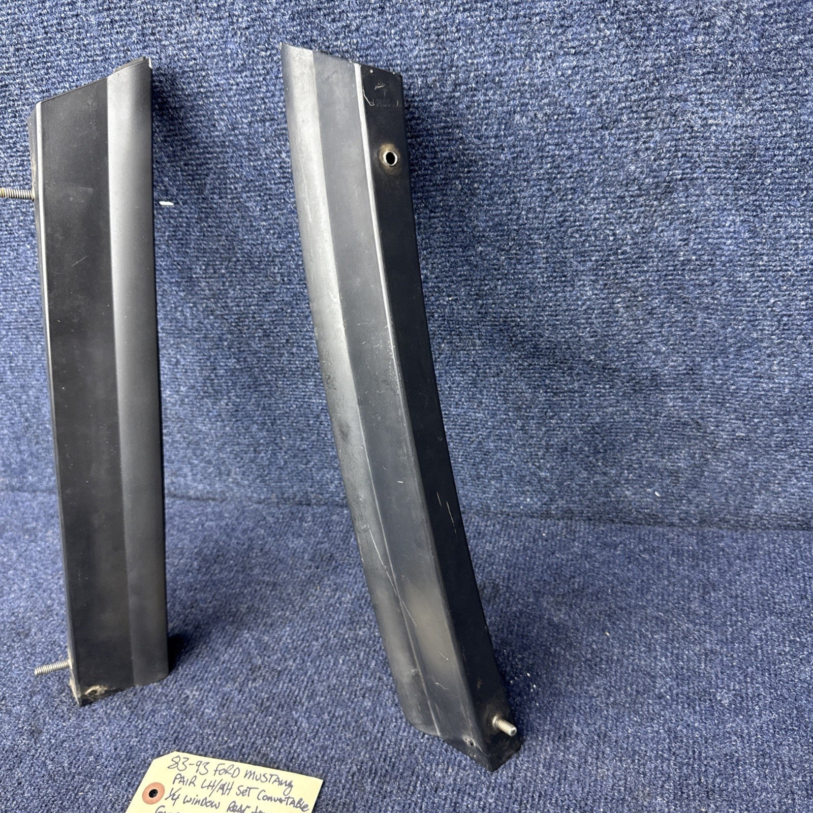 83-93 Mustang RH & LH Convertible Quarter Window Trim Guide Rear OEM 1987-1993
