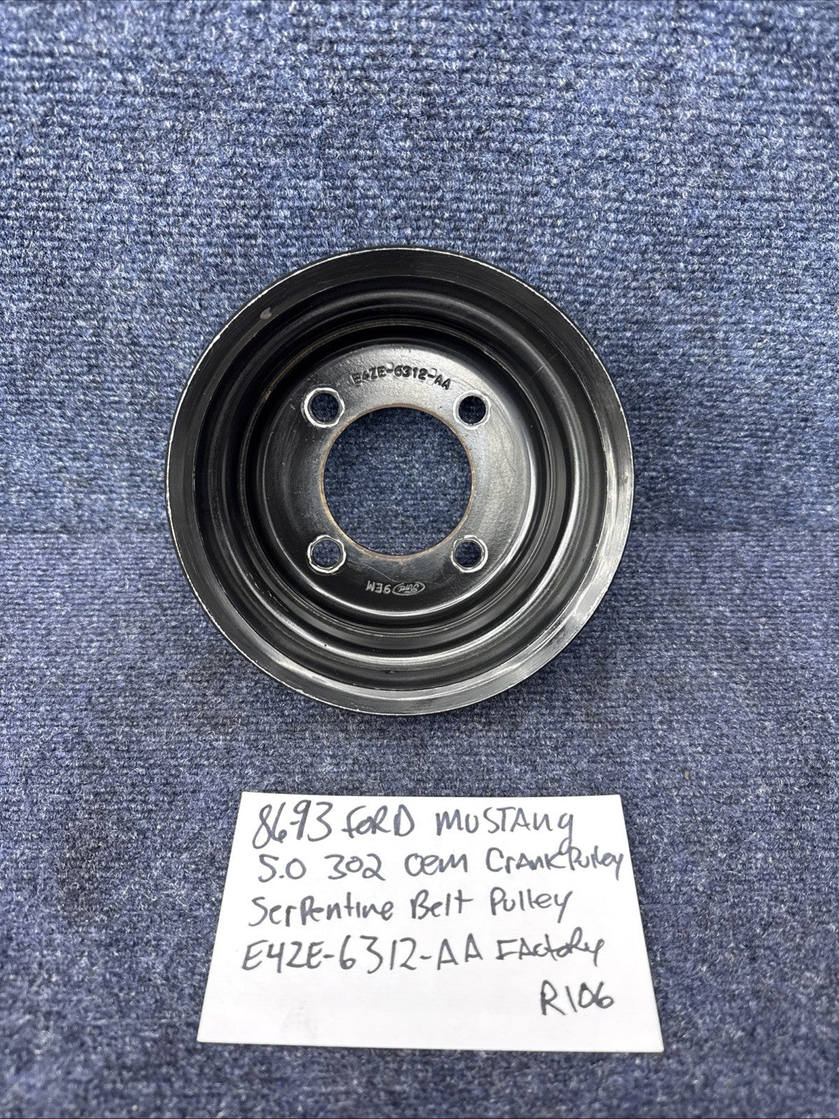 86-93 FORD MUSTANG 5.0 LX GT 302 CRANK SERPENTINE BELT PULLEY OEM E4ZE-6312-AA