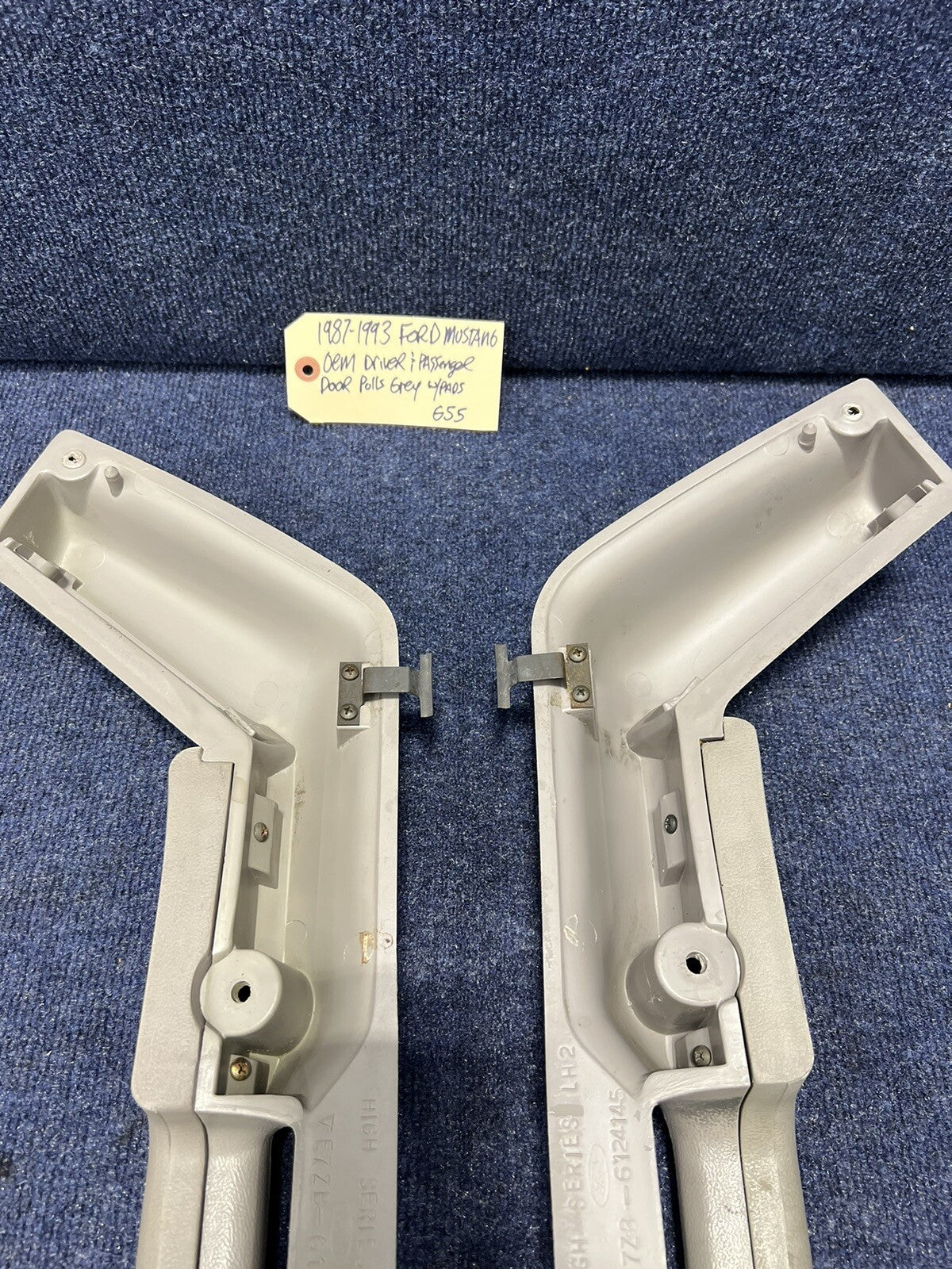 1987-1993 OEM Ford Mustang Grey Front Door Panel Armrests Pull Handle Factory 92