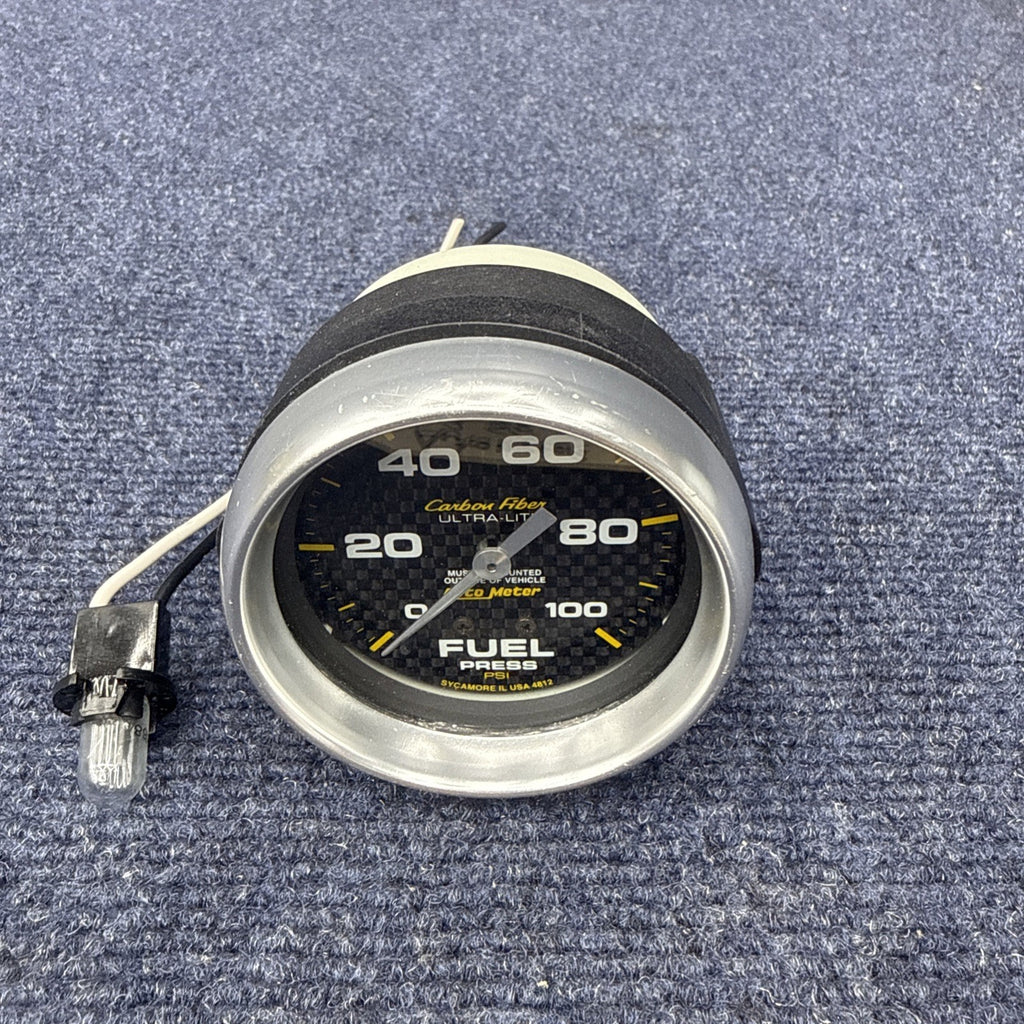 Autometer 4812 Ultra-Lite Fuel Pressure Gauge Carbon 2-5/8" 100 PSI Mechanical