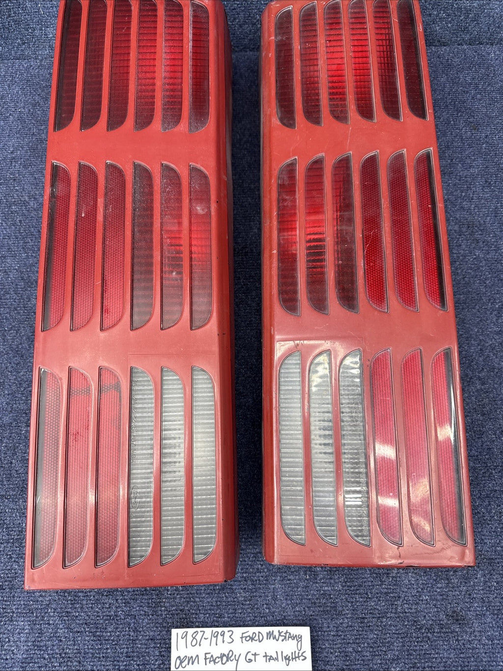 87-93 Ford Mustang GT Tail Light Lens OEM Stock 5.0L LH & Rh Pair Cheese Grader
