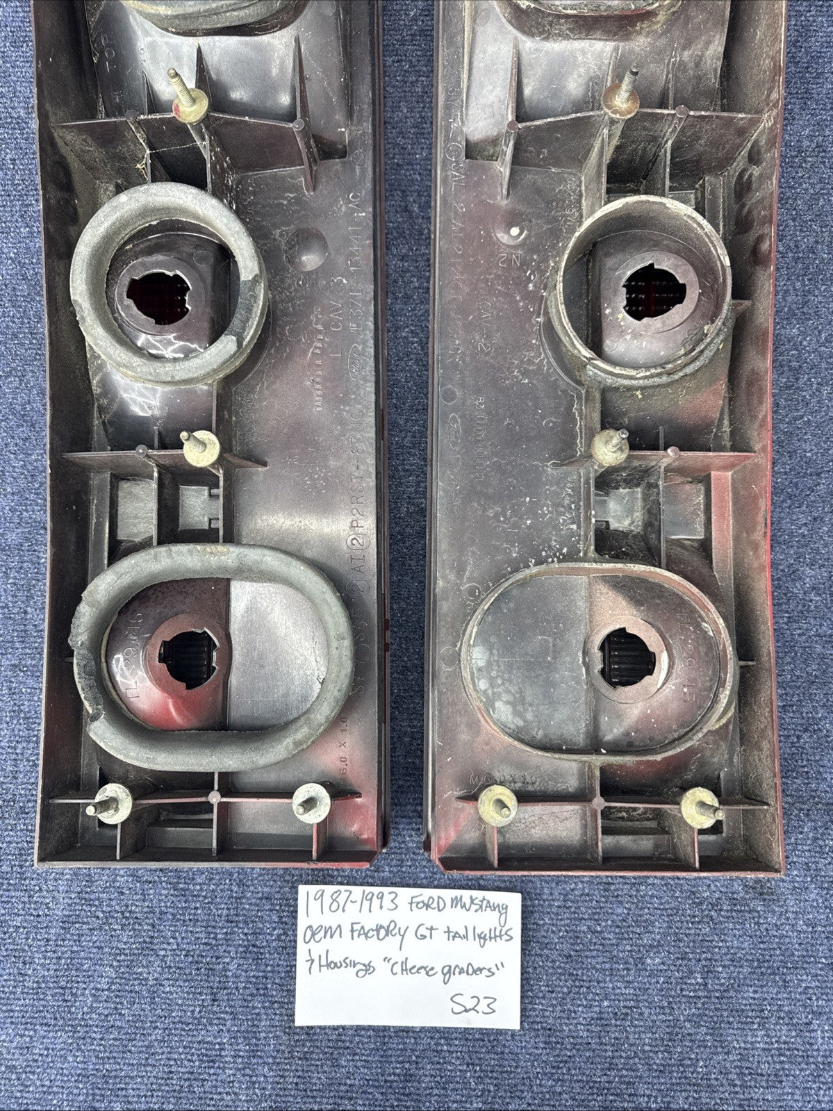 87-93 Ford Mustang GT Tail Light Lens OEM Stock 5.0L LH & Rh Pair Cheese Grader