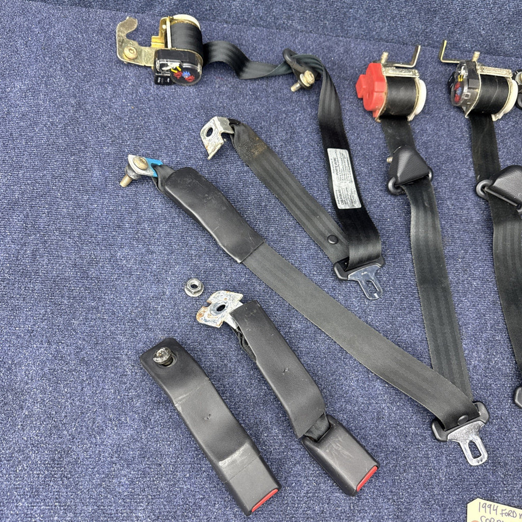 1994 Mustang Svt Cobra Coupe Complete Black Seatbelt Set Front Rear Rh Lh OEM