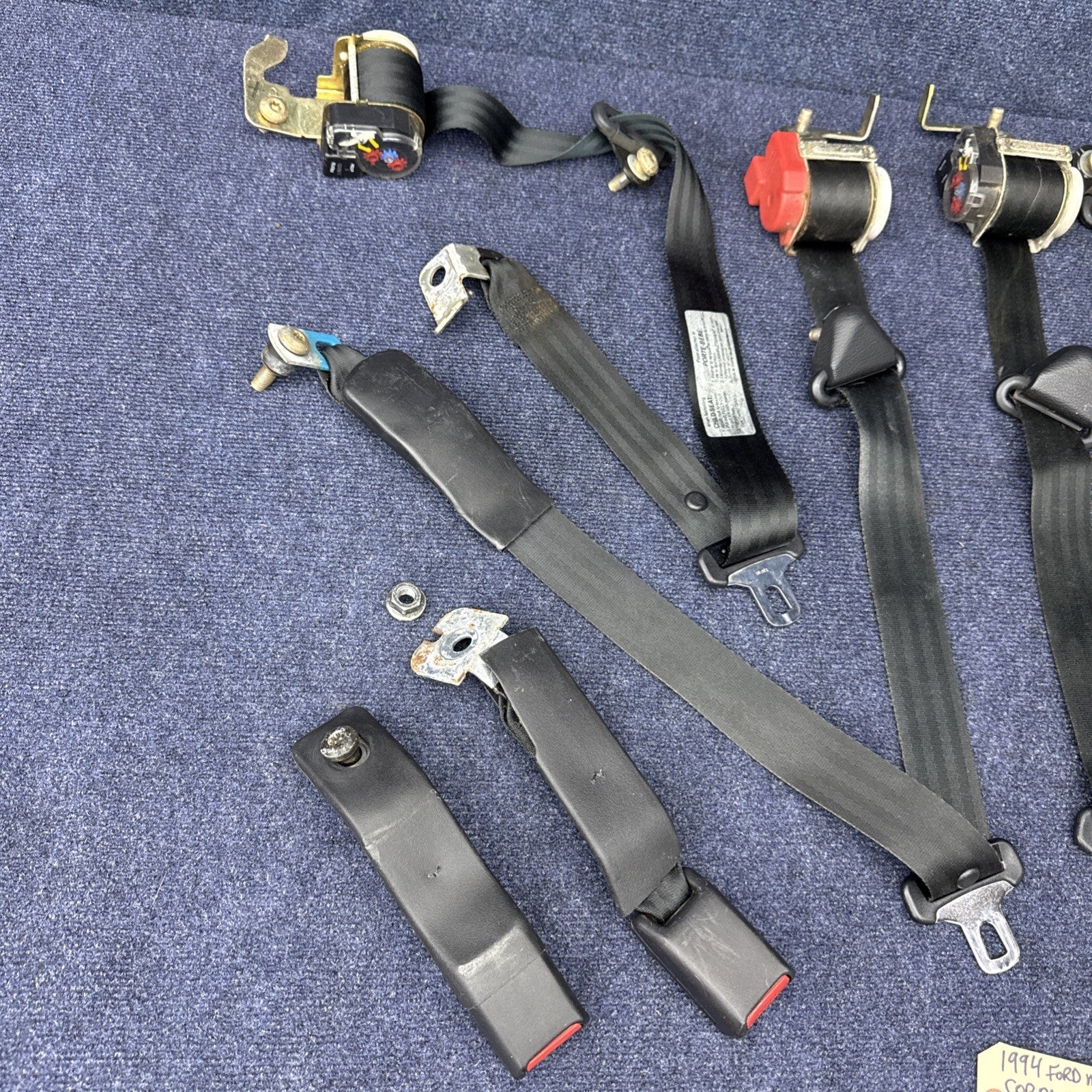 1994 Mustang Svt Cobra Coupe Complete Black Seatbelt Set Front Rear Rh Lh OEM