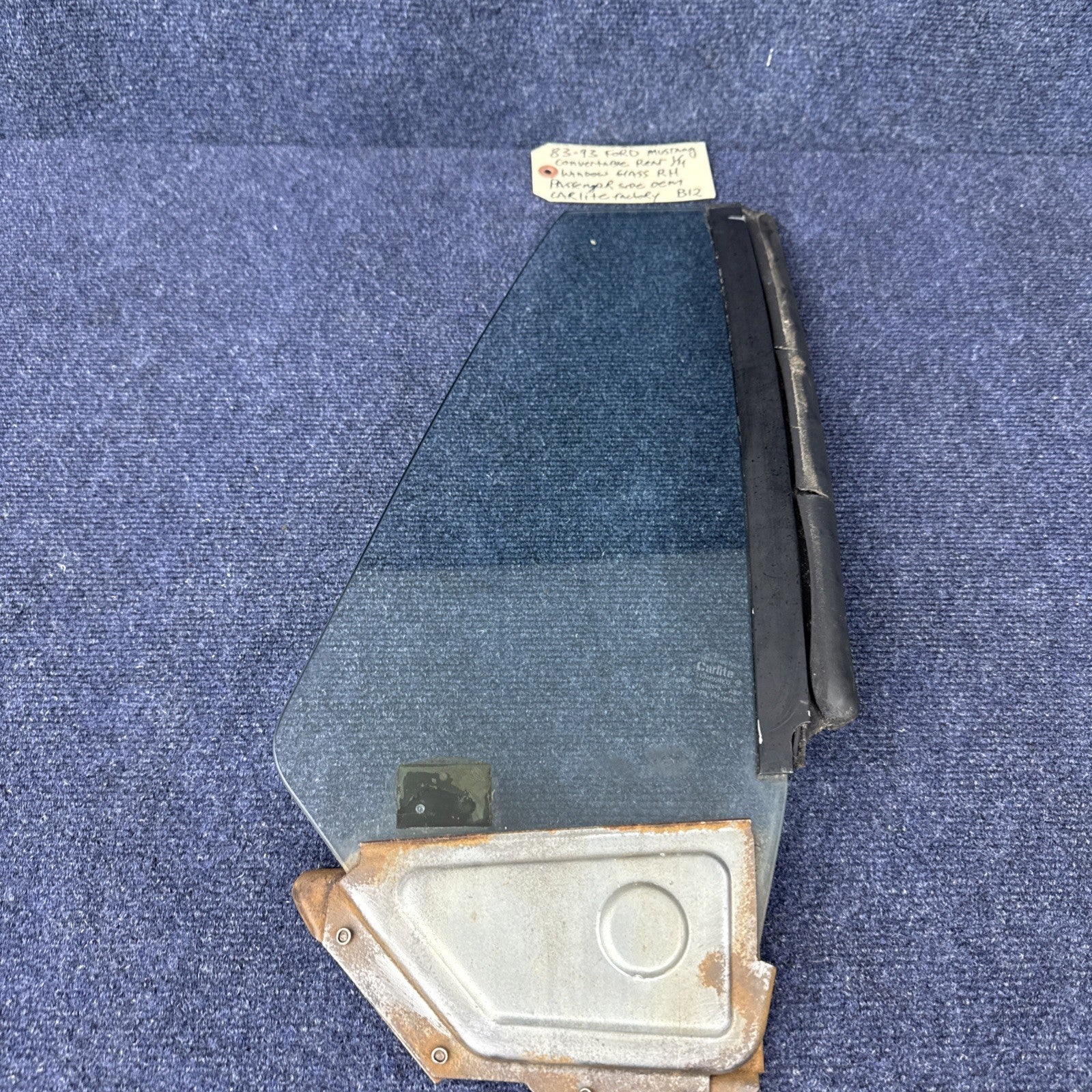 83-93 Ford Mustang Convertible Quarter Window Glass R Passenger Carlite OEM 5.0