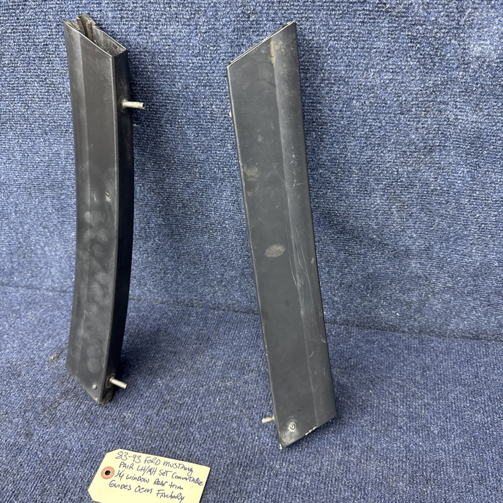 83-93 Mustang RH & LH Convertible Quarter Window Trim Guide Rear OEM 1987-1993