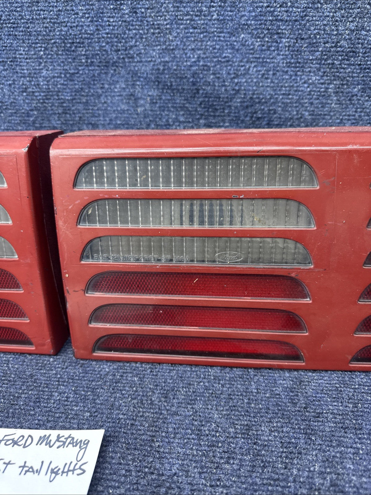 87-93 Ford Mustang GT Tail Light Lens OEM Stock 5.0L LH & Rh Pair Cheese Grader