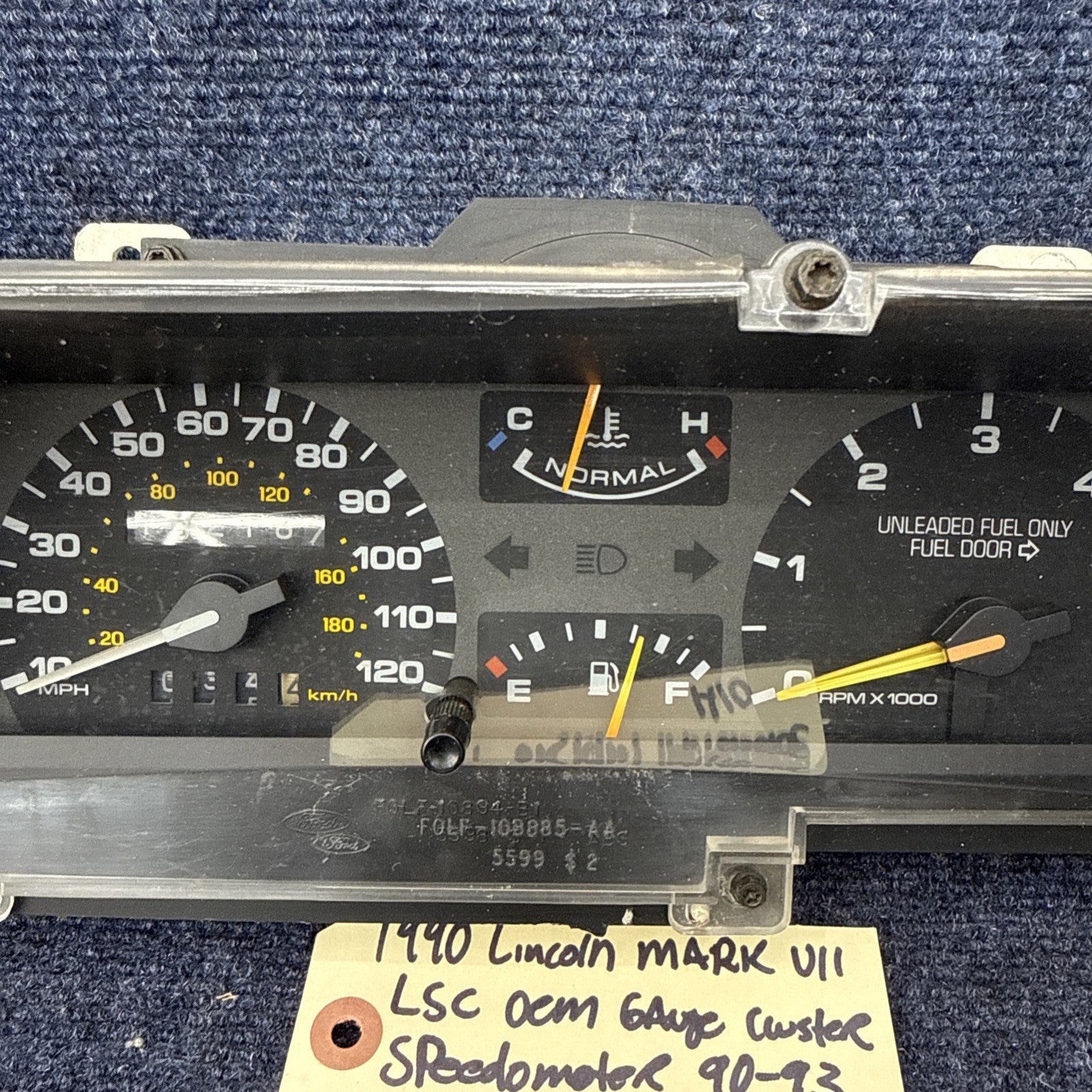 90 91 92 Lincoln Mark VII Lsc Speedometer Instrument Gauge Cluster OEM Factory