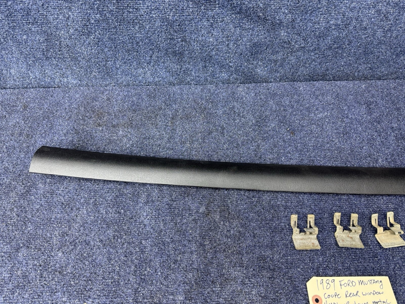 87-93 Ford Mustang Coupe Trunk Black Headliner Trim Metal Rear Window Notch Oem