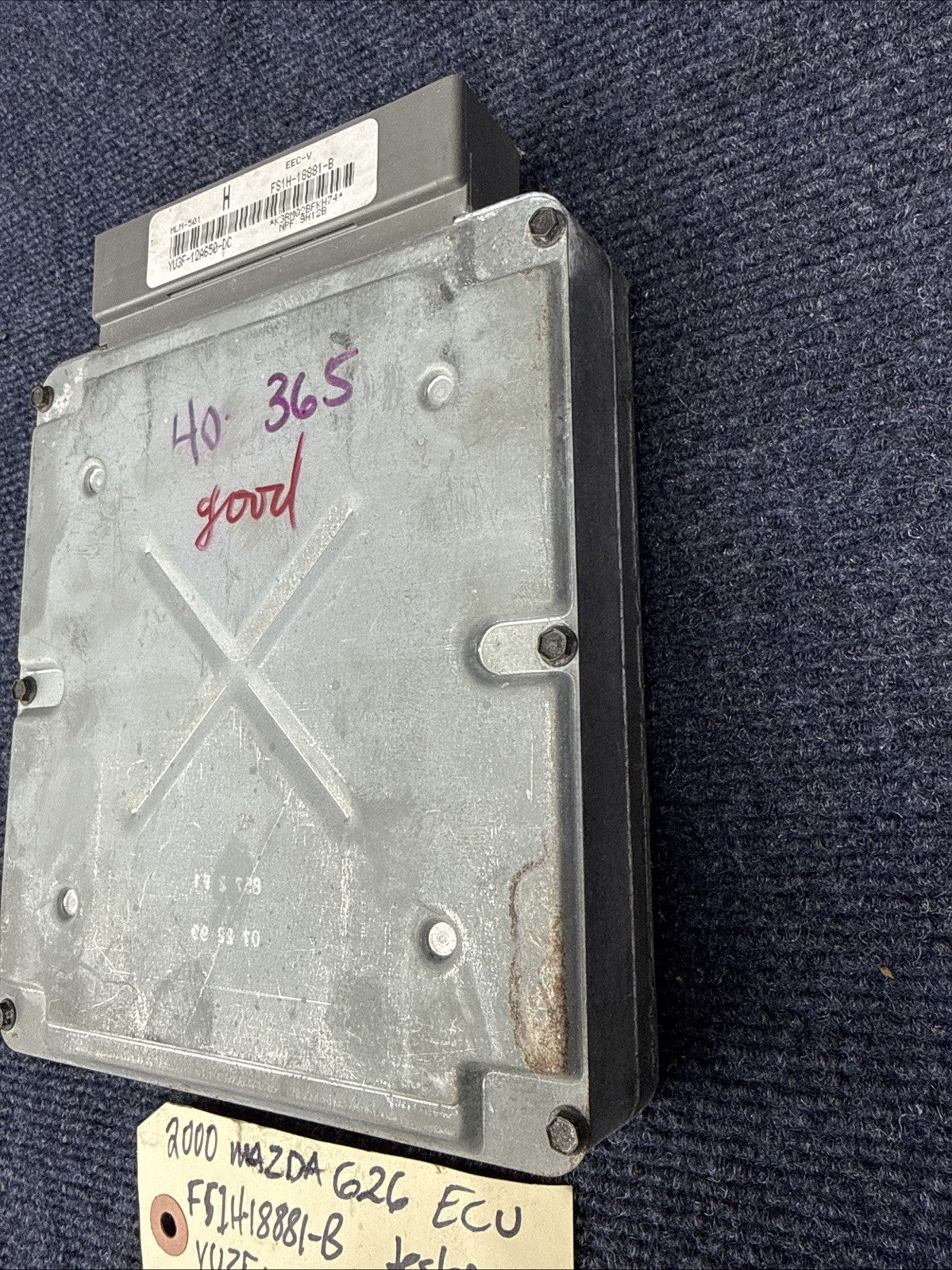 00 MAZDA 626 FS1H-18881-B COMPUTER BRAIN ENGINE CONTROL ECU ECM EBX MODULE K8202