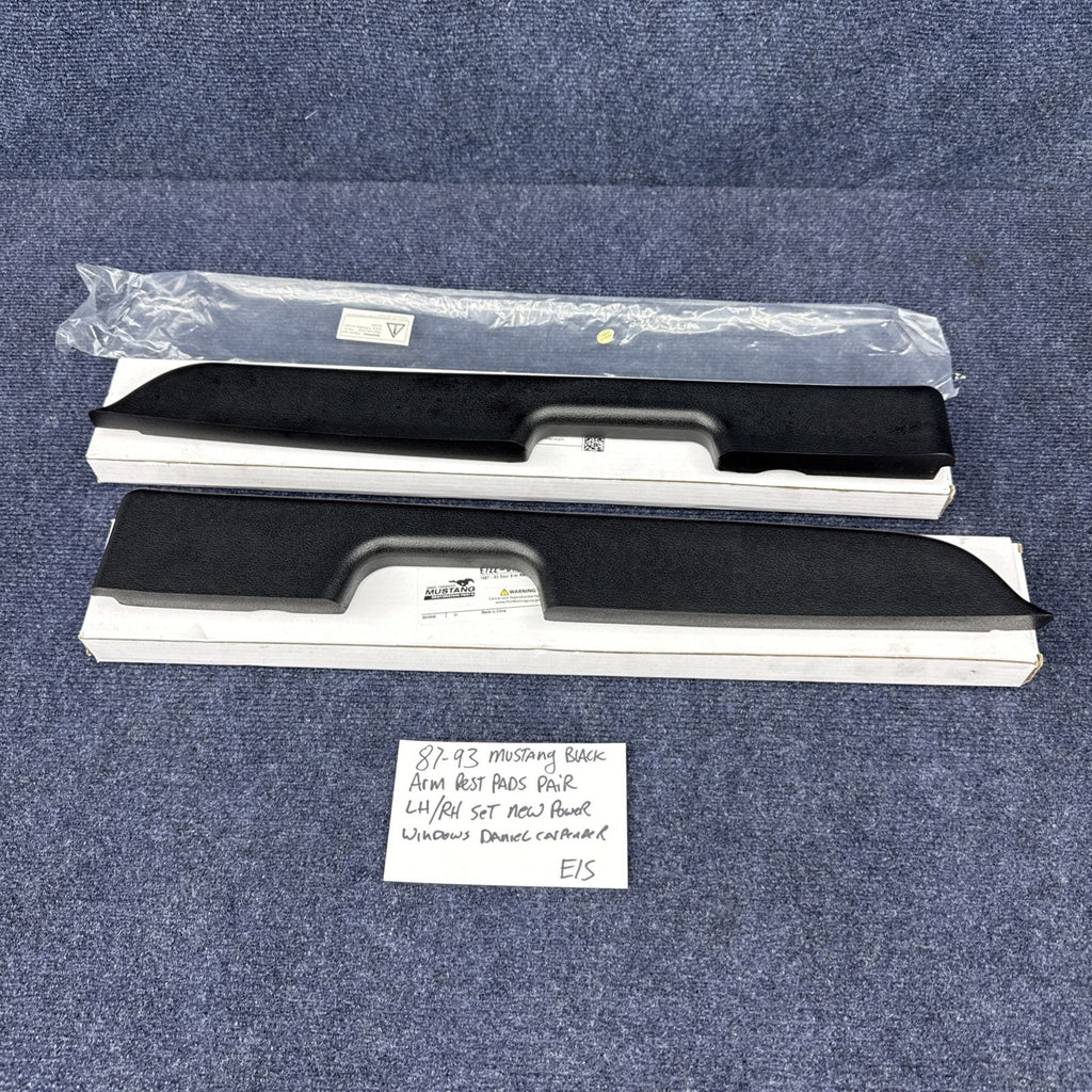 1987-1993 Mustang Door Arm Rest Pads Black LH RH Pair (for Power Windows)