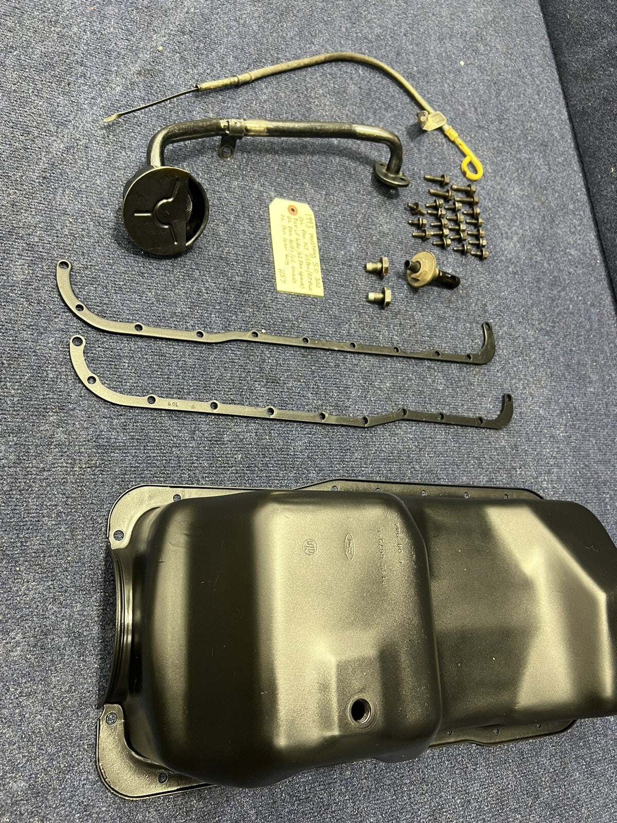 1982-1995 FORD MUSTANG 5.0L ENGINE OIL PAN/flanges/ Pick Up Tube /oil sensor Oem