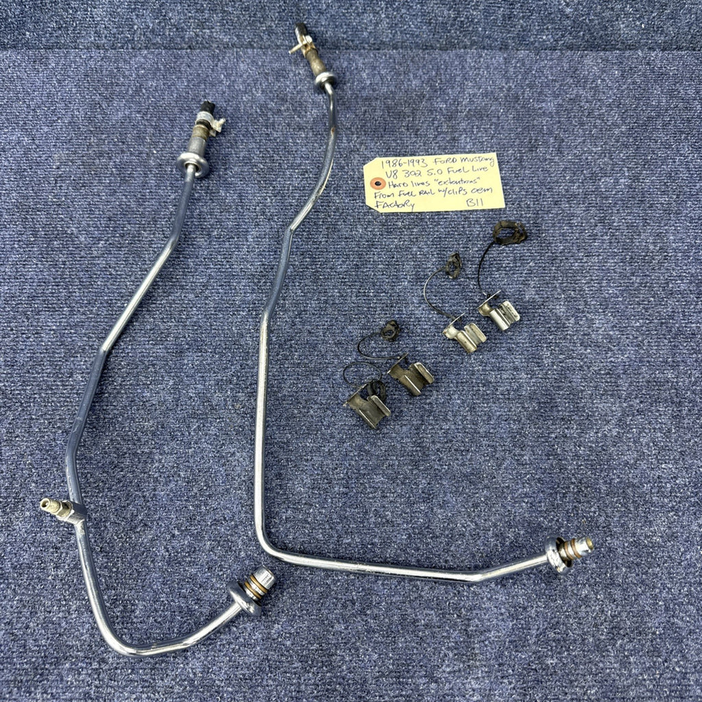 86-93 Ford Mustang 5.0 HO EFI Fuel Rail Extensions & Clips Oem Factory 302 Gt Lx