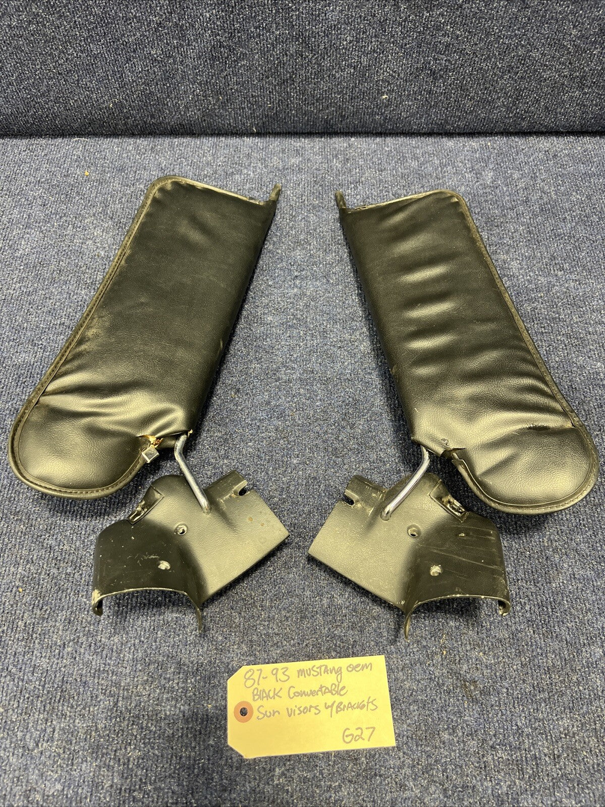 87-93 Ford Mustang Convertible Sun Visors Visor Set Pair Oem Foxbody Black Lx Gt