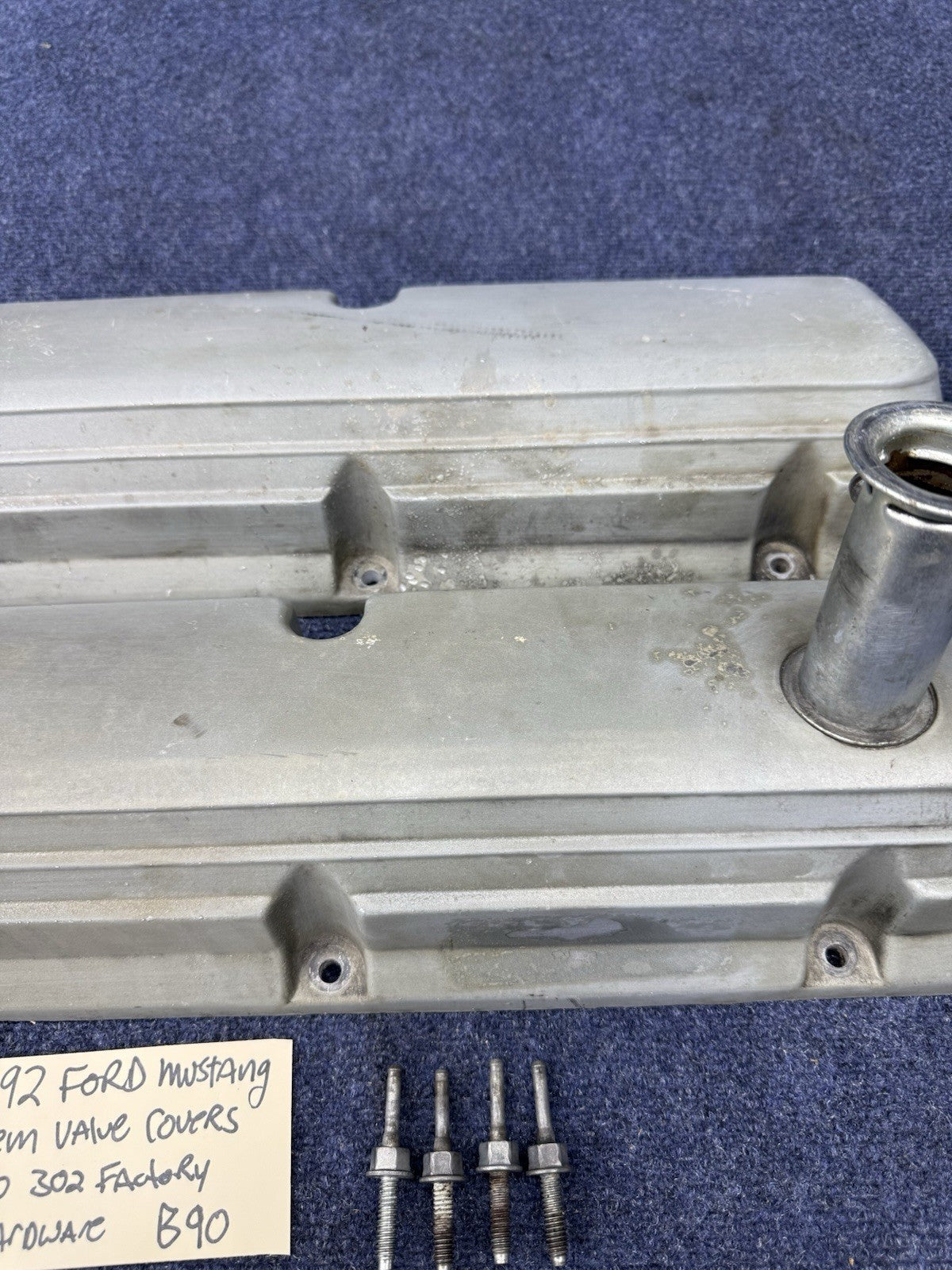87-93 Ford Mustang Factory Aluminum Valve Covers 5.0L 5.0 302 E6ZE-6583-AB Lx Gt