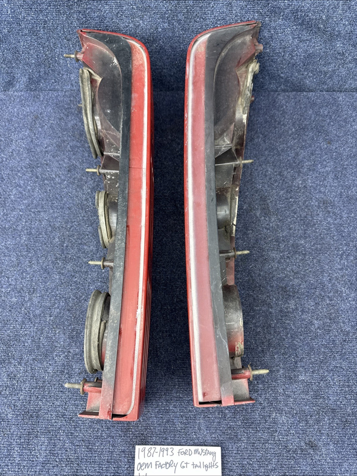 87-93 Ford Mustang GT Tail Light Lens OEM Stock 5.0L LH & Rh Pair Cheese Grader