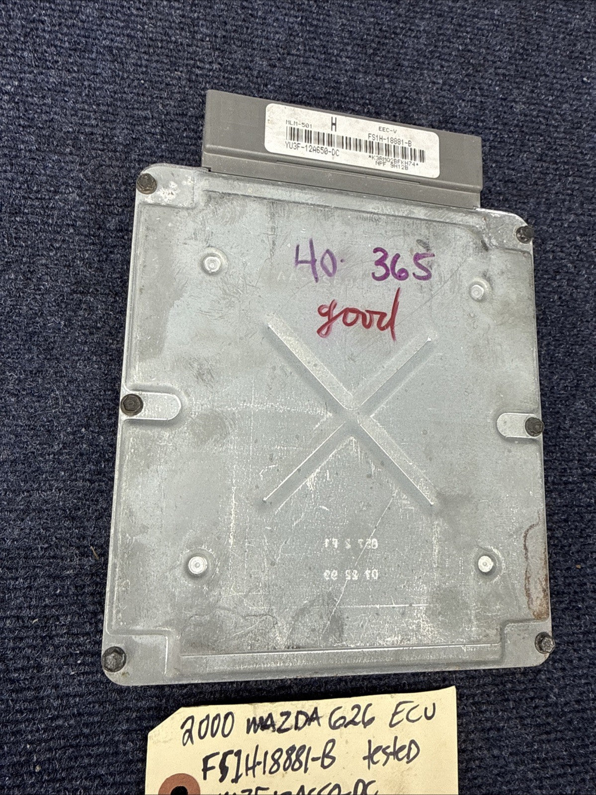 00 MAZDA 626 FS1H-18881-B COMPUTER BRAIN ENGINE CONTROL ECU ECM EBX MODULE K8202