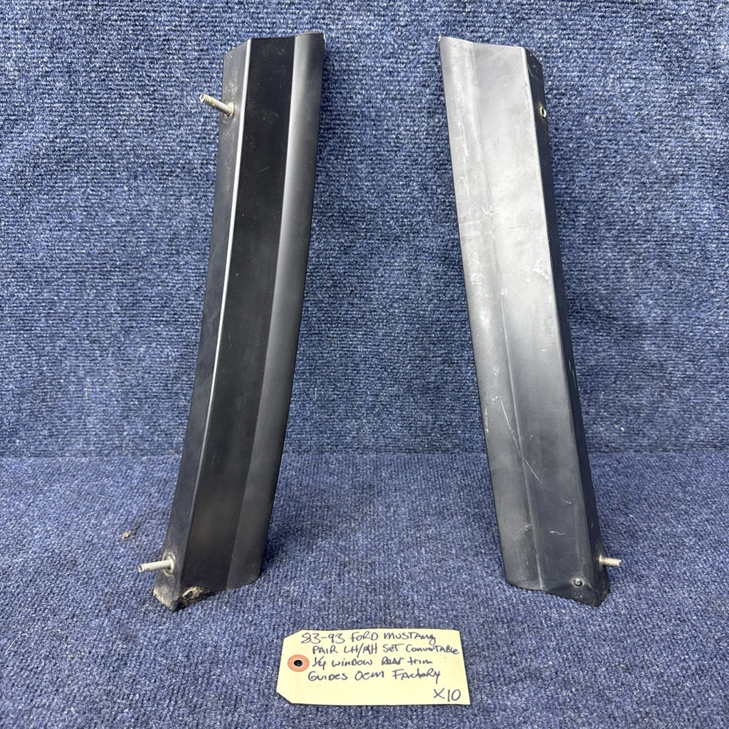 83-93 Mustang RH & LH Convertible Quarter Window Trim Guide Rear OEM 1987-1993