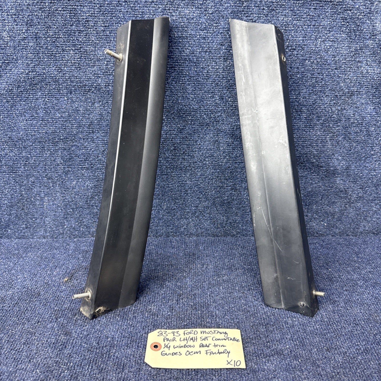 83-93 Mustang RH & LH Convertible Quarter Window Trim Guide Rear OEM 1987-1993