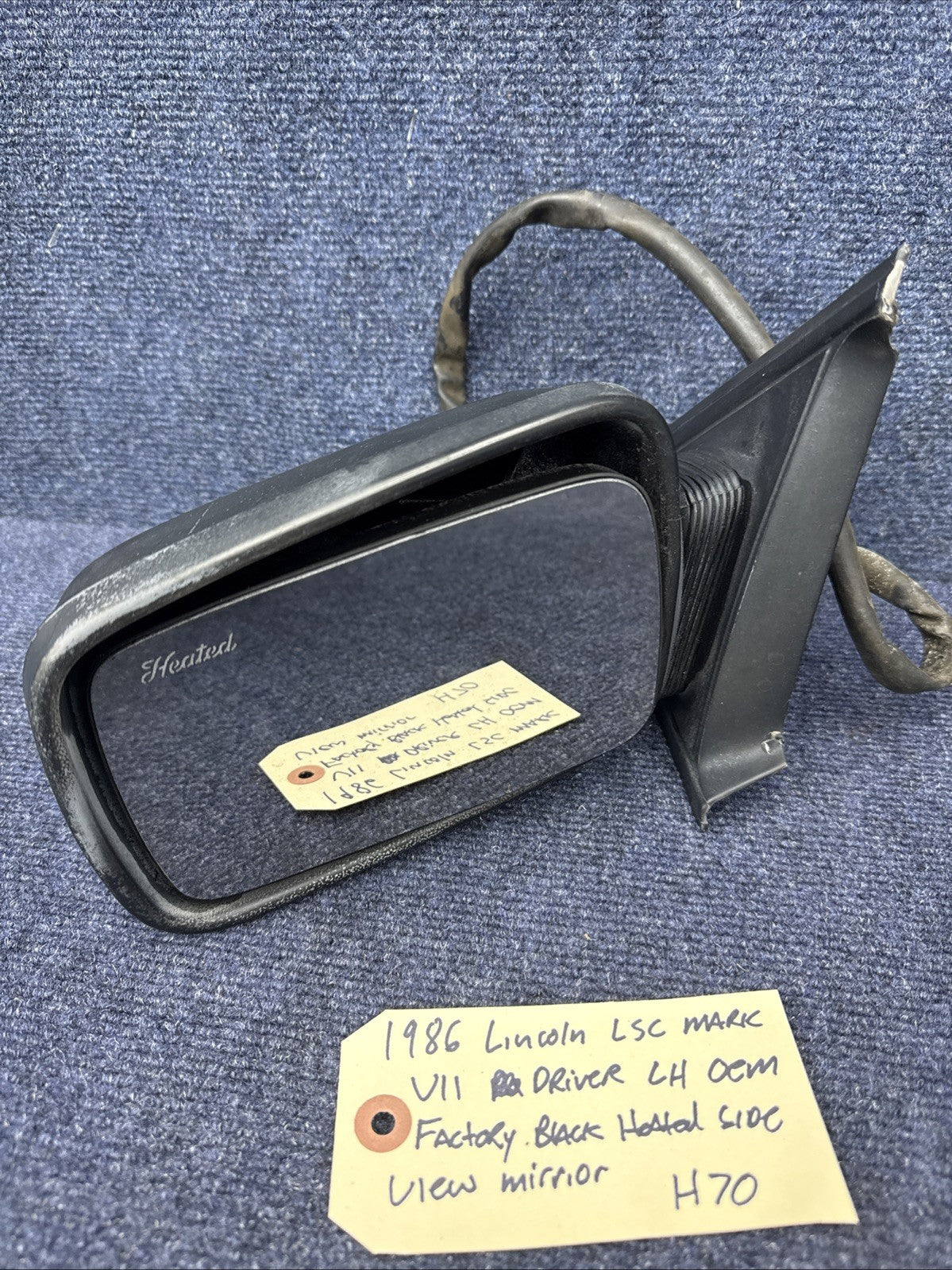 1984-1992 Lincoln Mark VII LSC Driver Side Left Power Door Mirror Black Heated