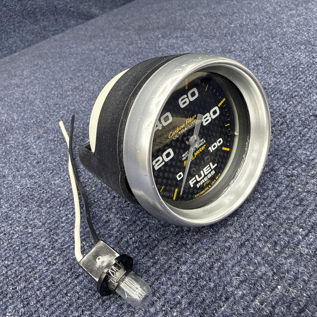 Autometer 4812 Ultra-Lite Fuel Pressure Gauge Carbon 2-5/8" 100 PSI Mechanical