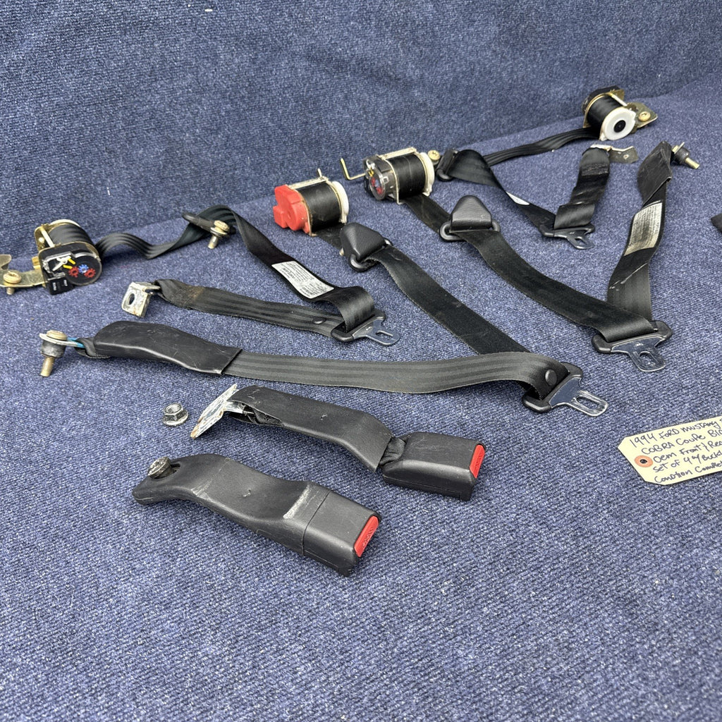 1994 Mustang Svt Cobra Coupe Complete Black Seatbelt Set Front Rear Rh Lh OEM