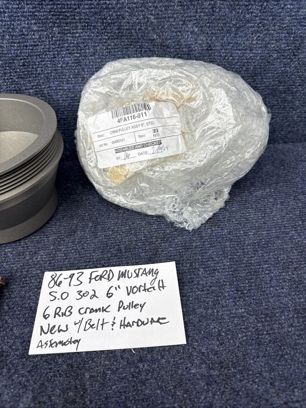 1986-1993 5.0 Mustang Vortech Supercharger 6" Crank Pulley W/belt 6 Rib 302 New