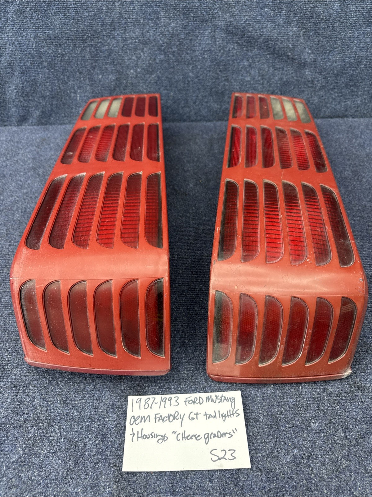 87-93 Ford Mustang GT Tail Light Lens OEM Stock 5.0L LH & Rh Pair Cheese Grader