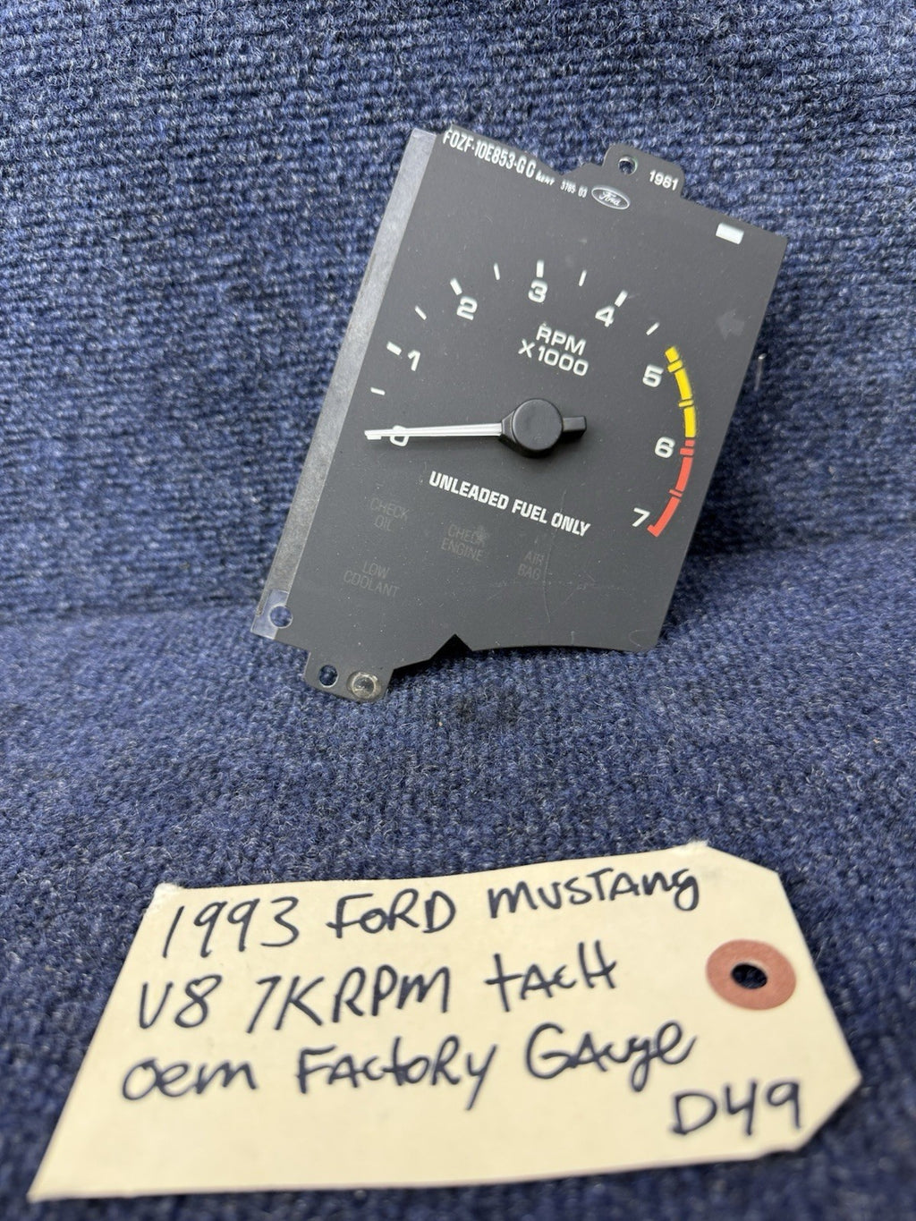 1990-1993 Ford Mustang Tachometer Unit 7,000 RPM Gauge Tach Factory Stock v8 7k