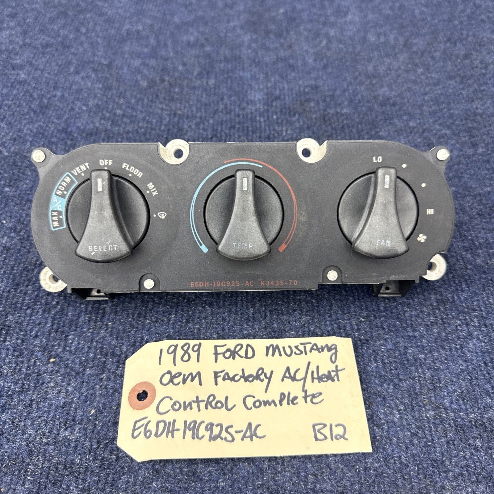 1987-1989 Ford Mustang Heater  A/C Climate Control OEM Foxbody E6DH-19C925-AC