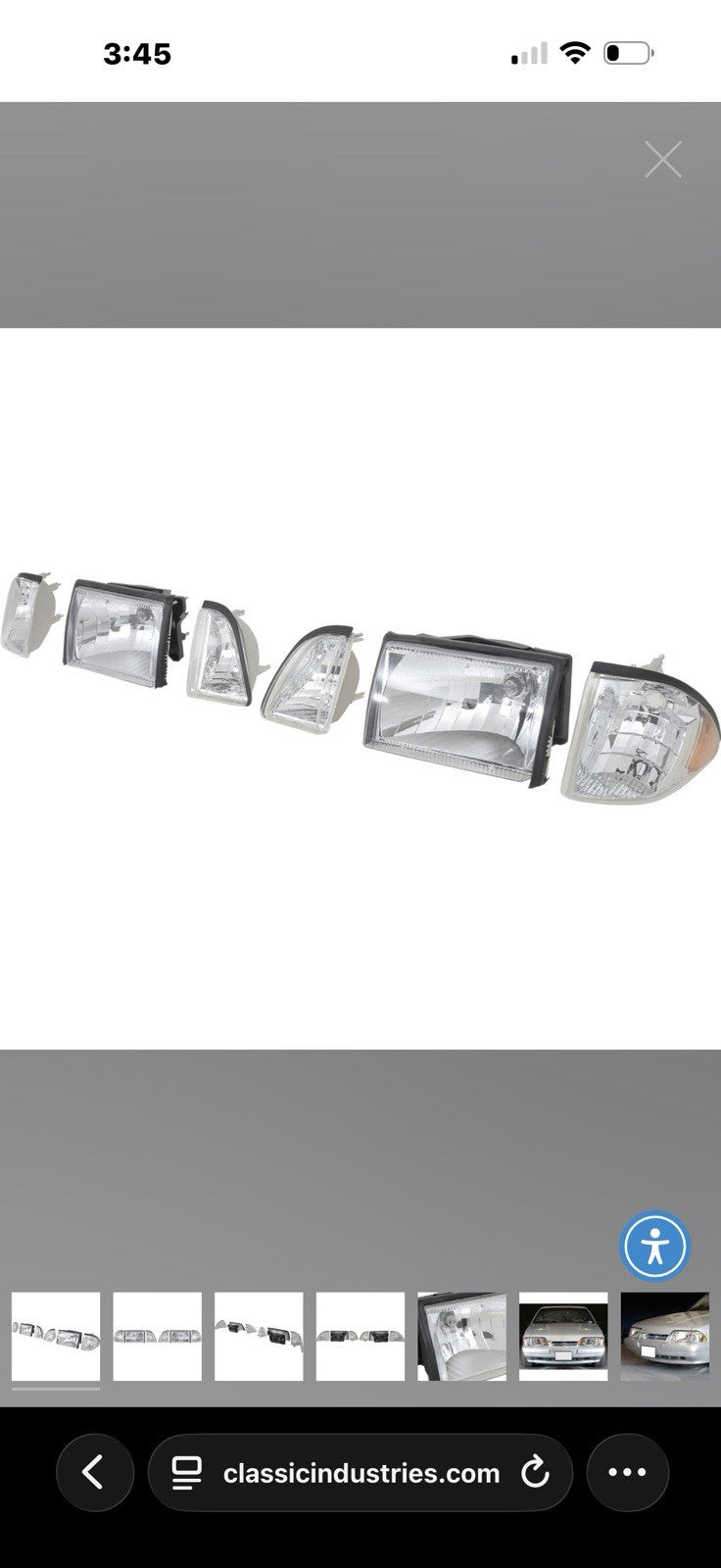 1987-1993 Ford Mustang Headlights 12 Pcs Set Euro clear Lens W/Amber Reflector