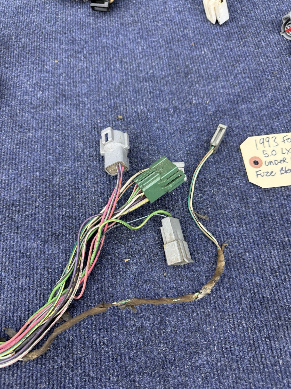 91-93 Ford Mustang Dash Wiring Harness Complete w/ Fuse Box Ignition Radio OEM