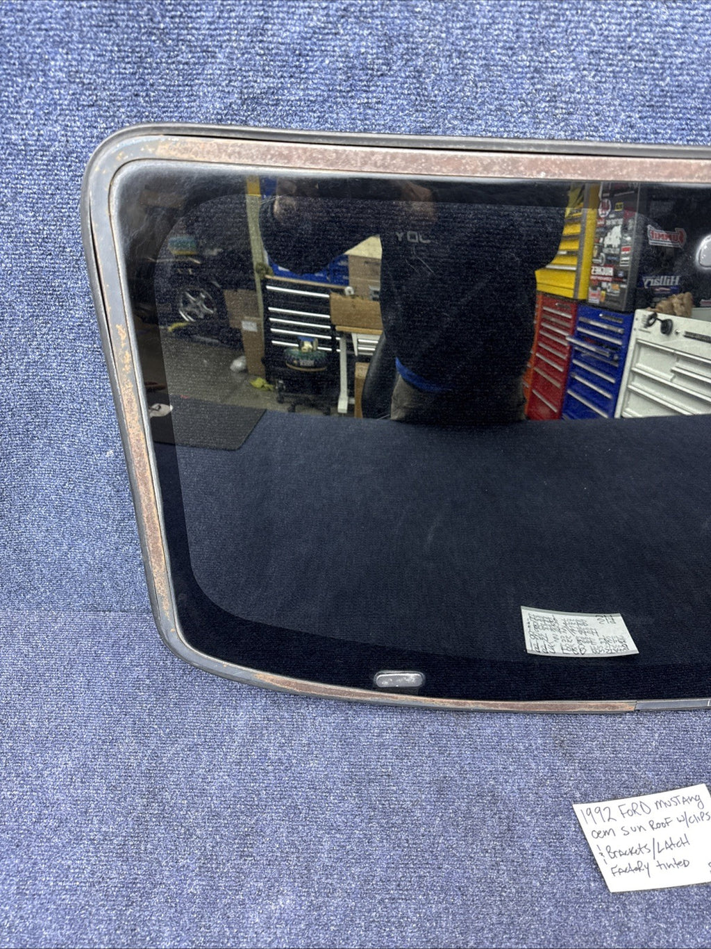 1979-1993 FORD MUSTANG SUNROOF GLASS CARLITE ORIGINAL Factory OEM With Latch