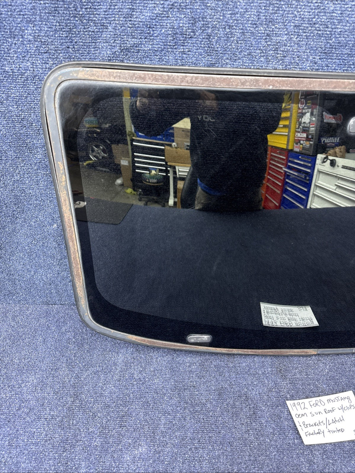 1979-1993 FORD MUSTANG SUNROOF GLASS CARLITE ORIGINAL Factory OEM With Latch