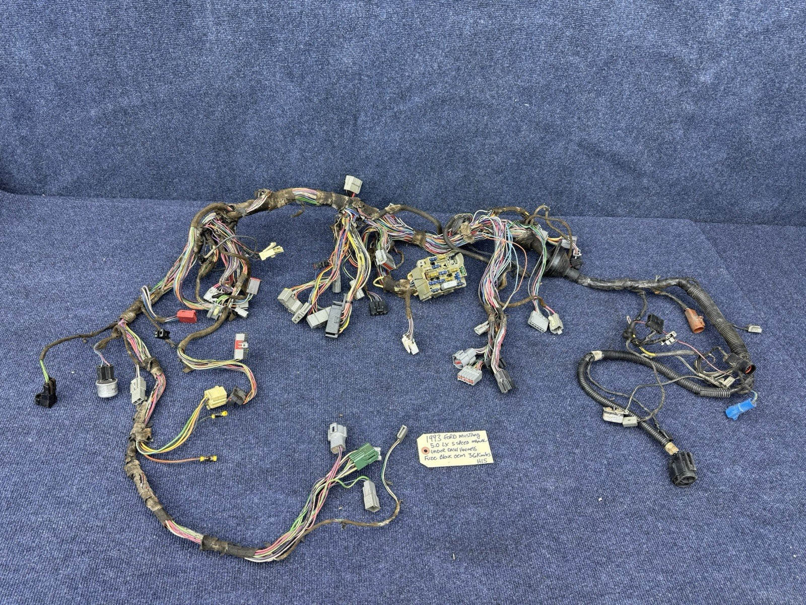 91-93 Ford Mustang Dash Wiring Harness Complete w/ Fuse Box Ignition Radio OEM