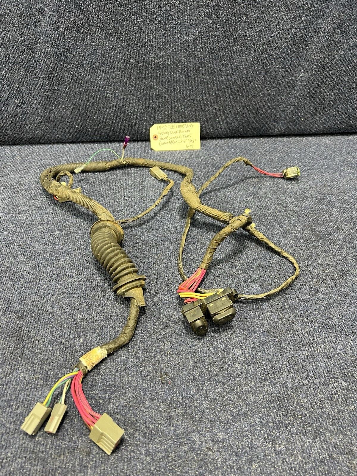 87-93 Ford Mustang Passenger Door Harness Power Lock Speaker Window Motor GT OEM