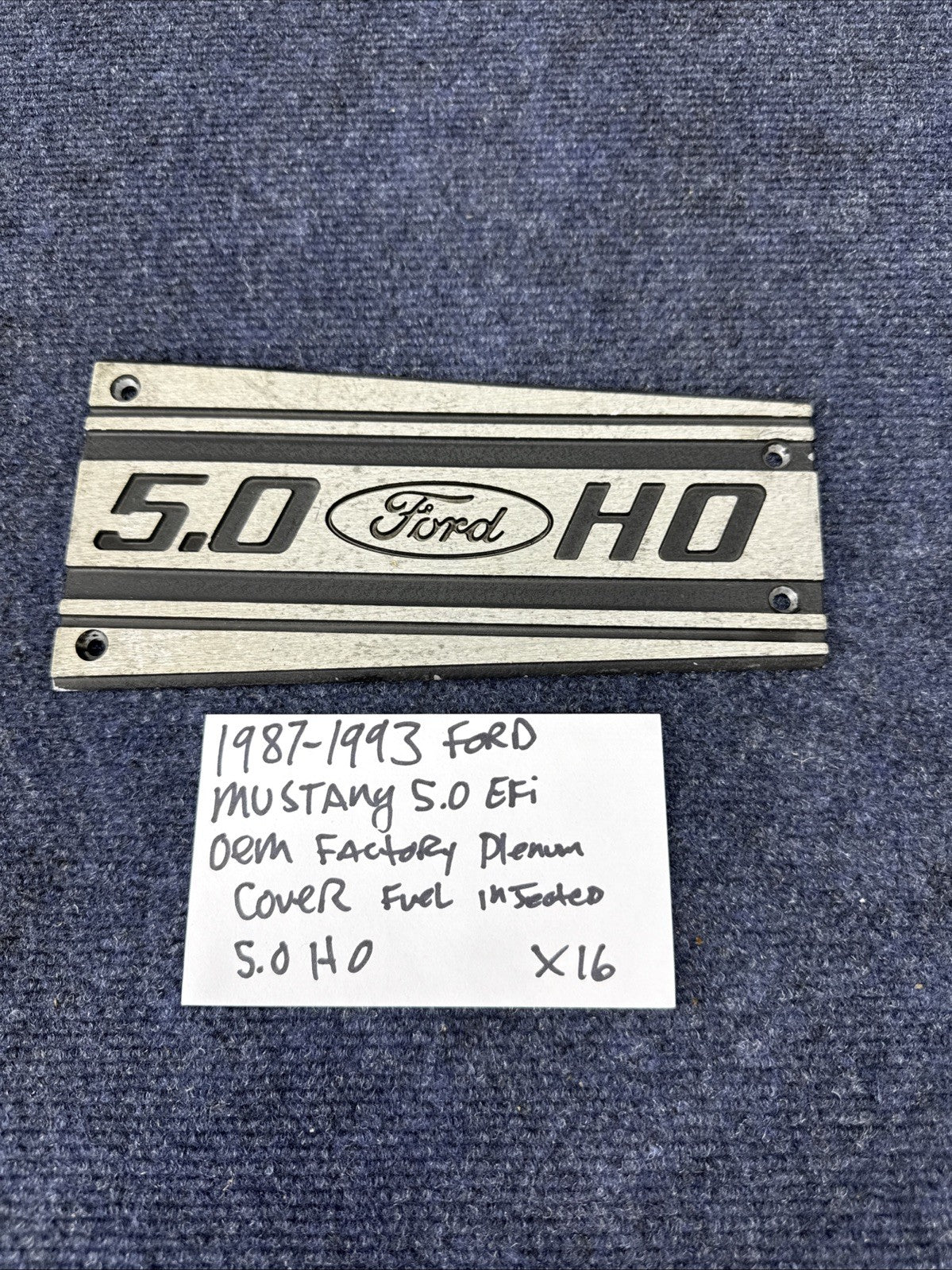 86-87-93 Ford Mustang Factory Upper Intake Manifold Plaque Cover 5.0 V8 OEM GT 