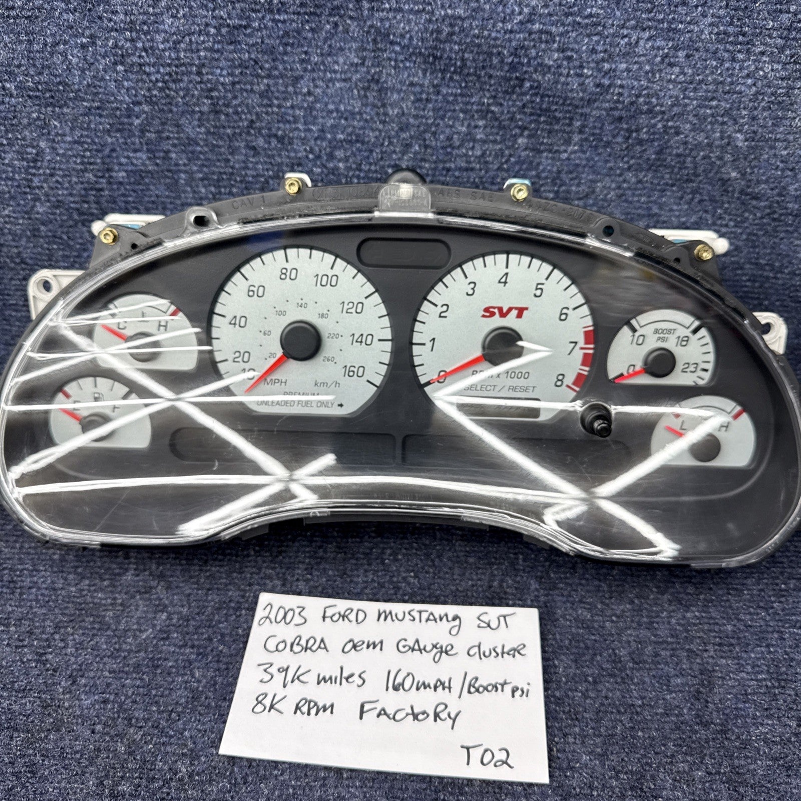 03-04 Mustang Cobra Instrument Cluster 160 Mph Speedometer Gauges 39k Miles Nice