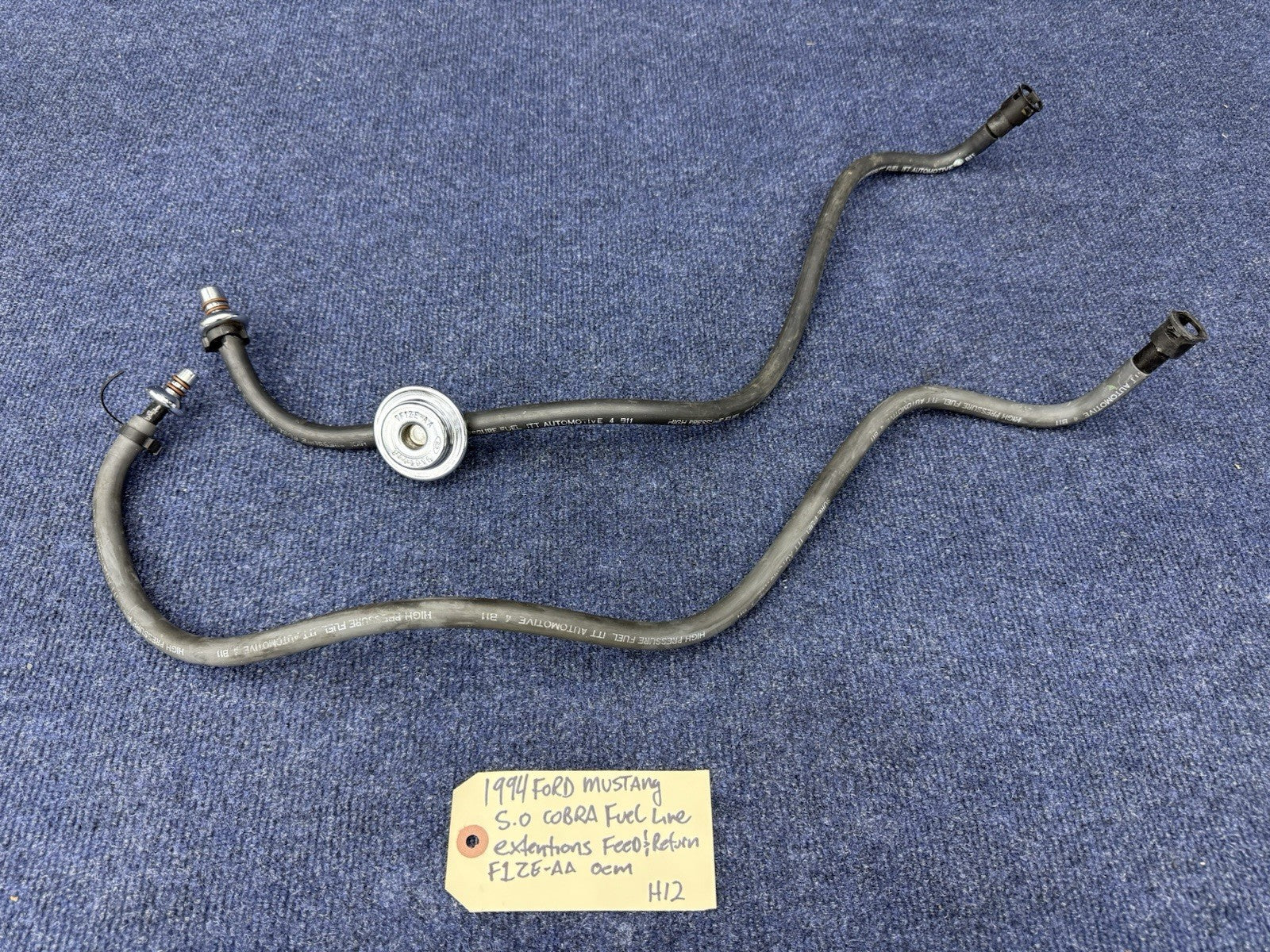 94-95 Mustang 5.0L Motor Engine Fuel Feed Return Lines Hoses Pair 2x Factory OEM