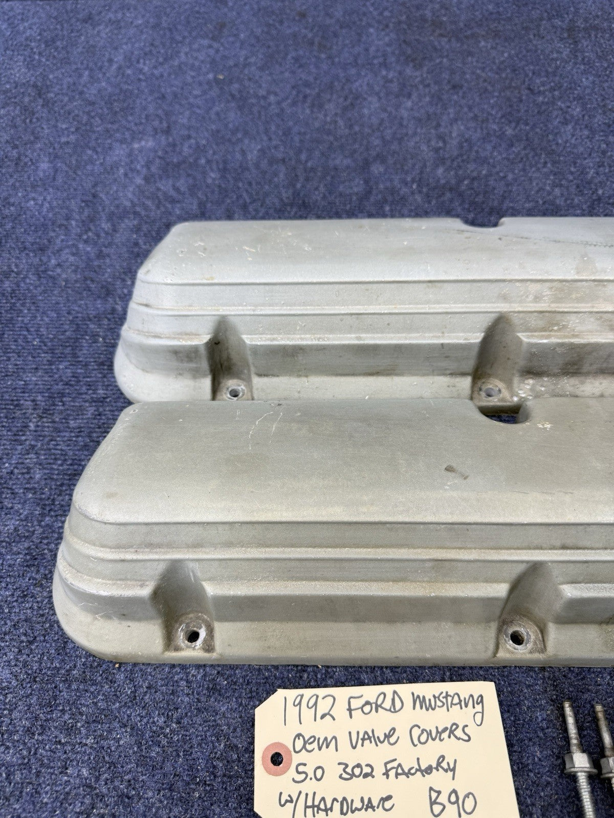 87-93 Ford Mustang Factory Aluminum Valve Covers 5.0L 5.0 302 E6ZE-6583-AB Lx Gt