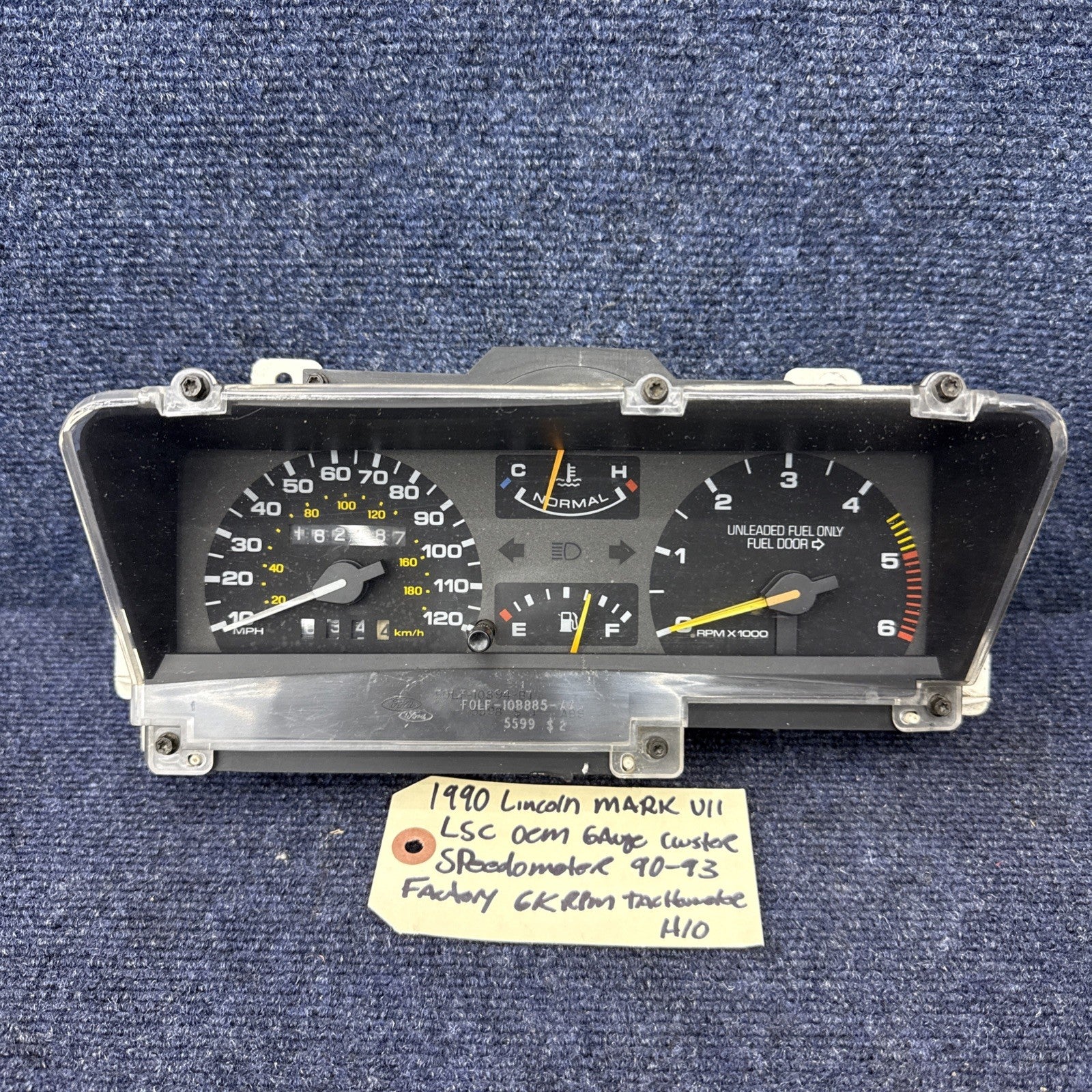 90 91 92 Lincoln Mark VII Lsc Speedometer Instrument Gauge Cluster OEM Factory