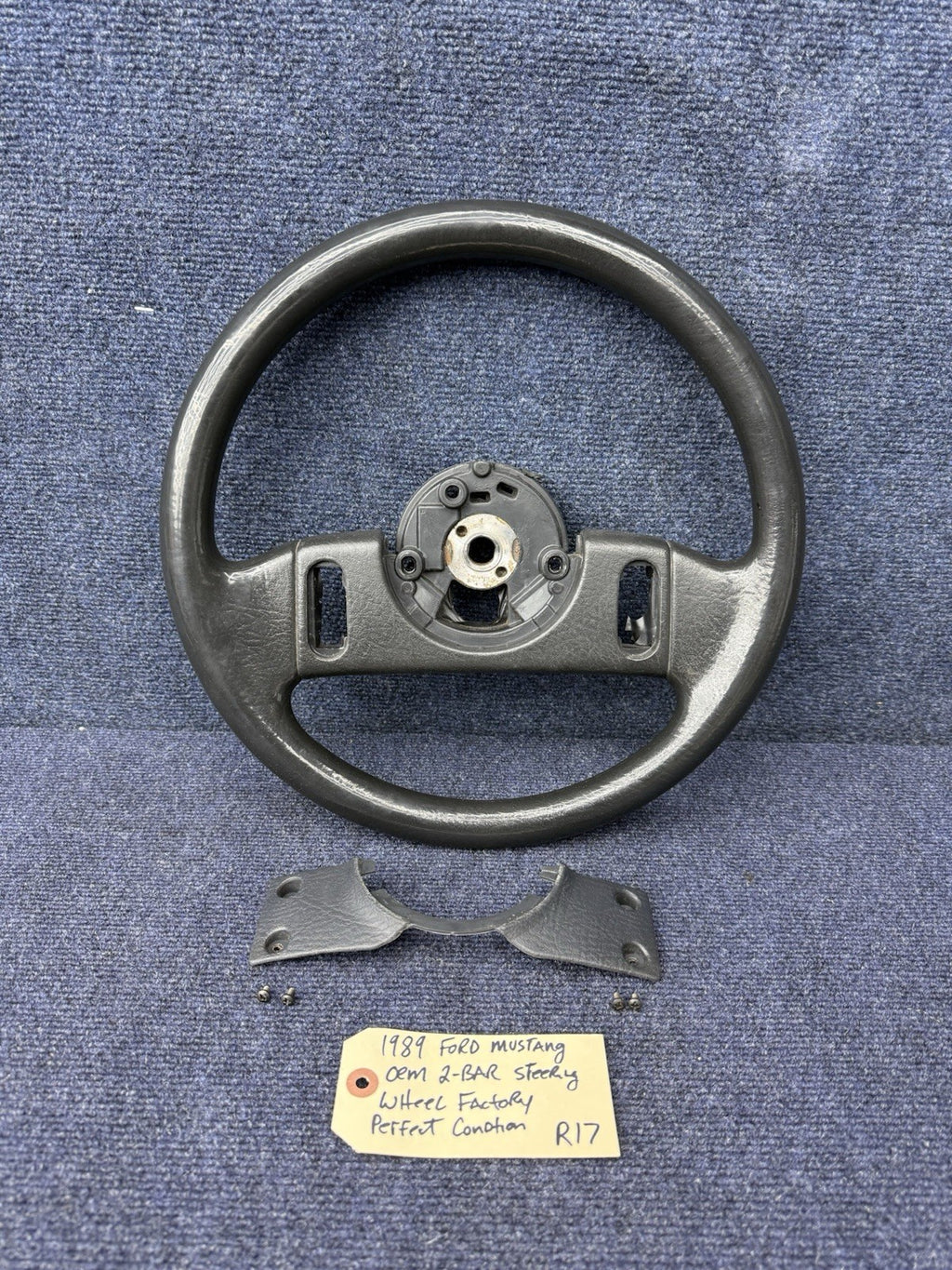 1987-1989 FORD MUSTANG BLACK STEERING WHEEL 87 88 89 OEM GT LX 2 Spoke Factory